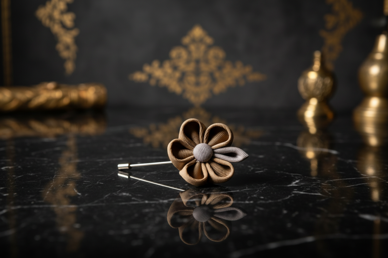 Olive Brown And Grey Fashion Flower Lapel Pin