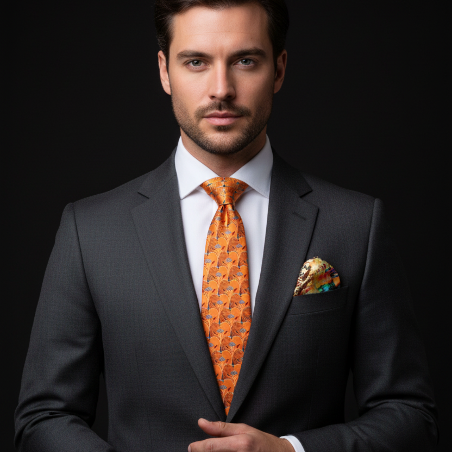 Orange & Light Blue Apple Slice Necktie | Fresh & Playful