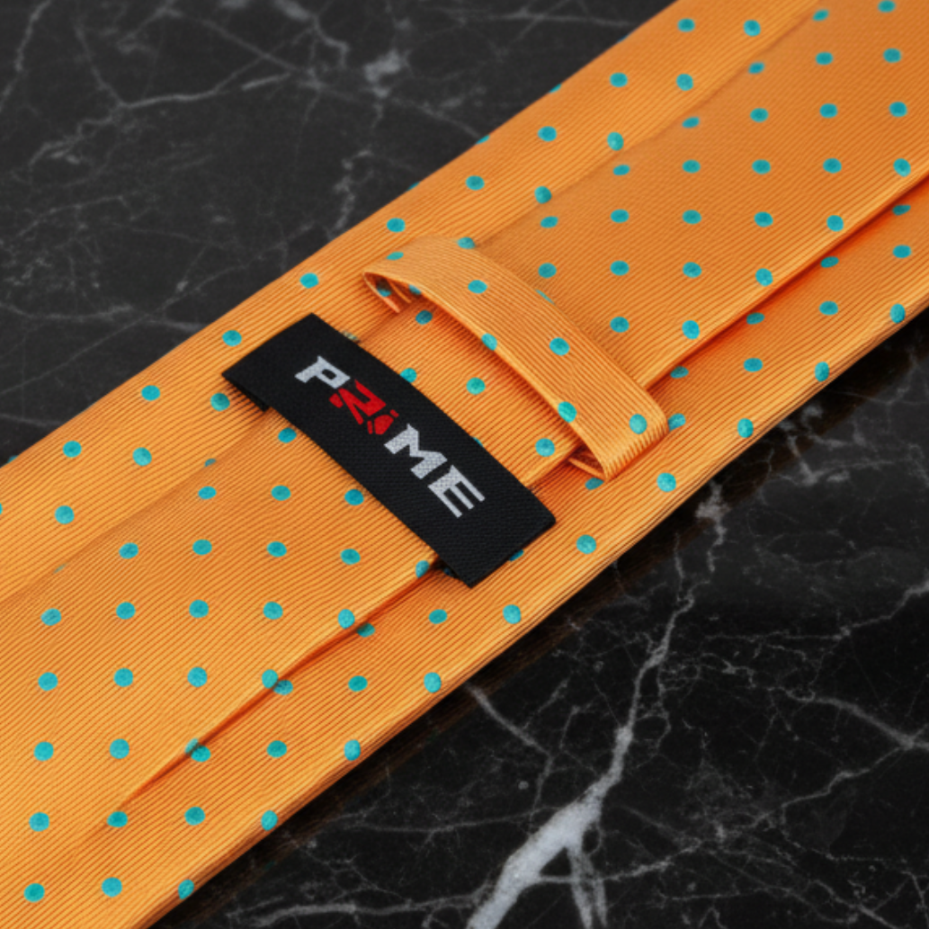 Orange with Aqua Dots Necktie Keep