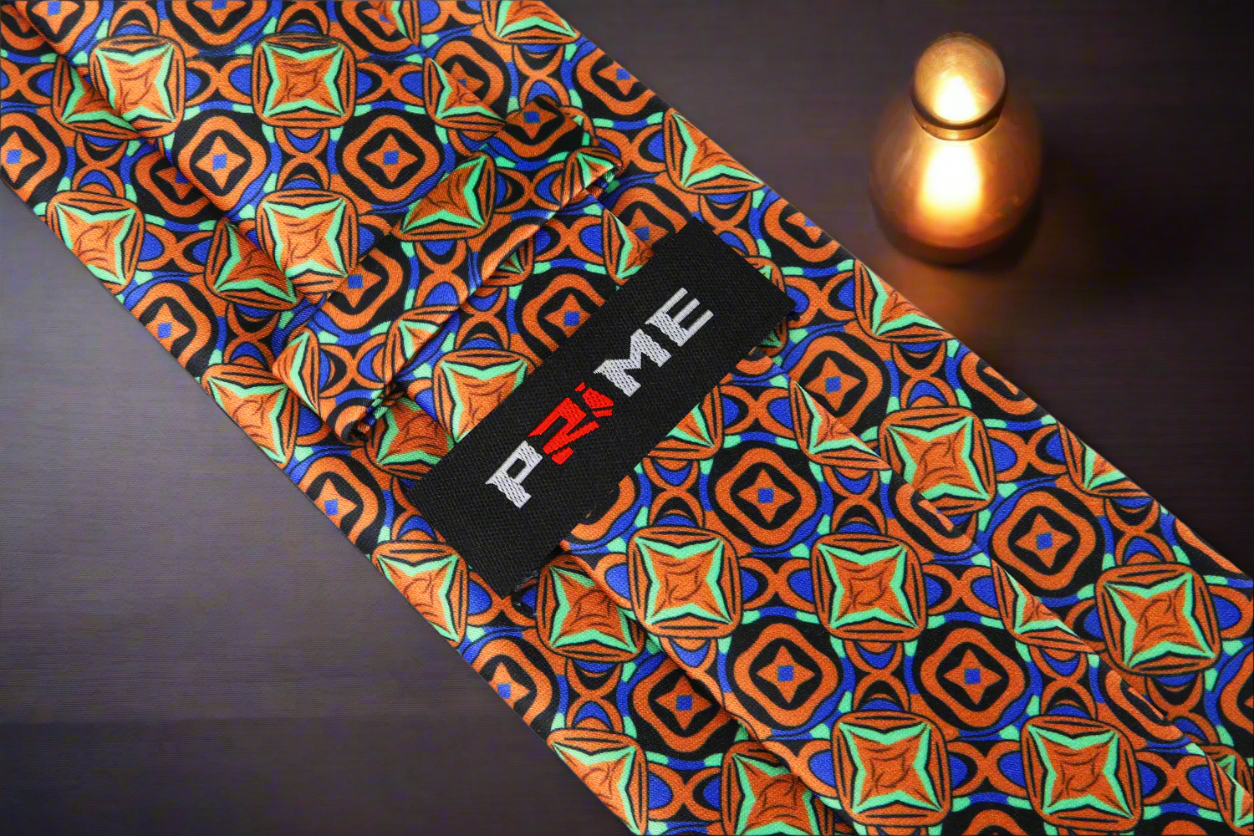 Orange, Lime, Blue, Black Geometric Necktie Keep