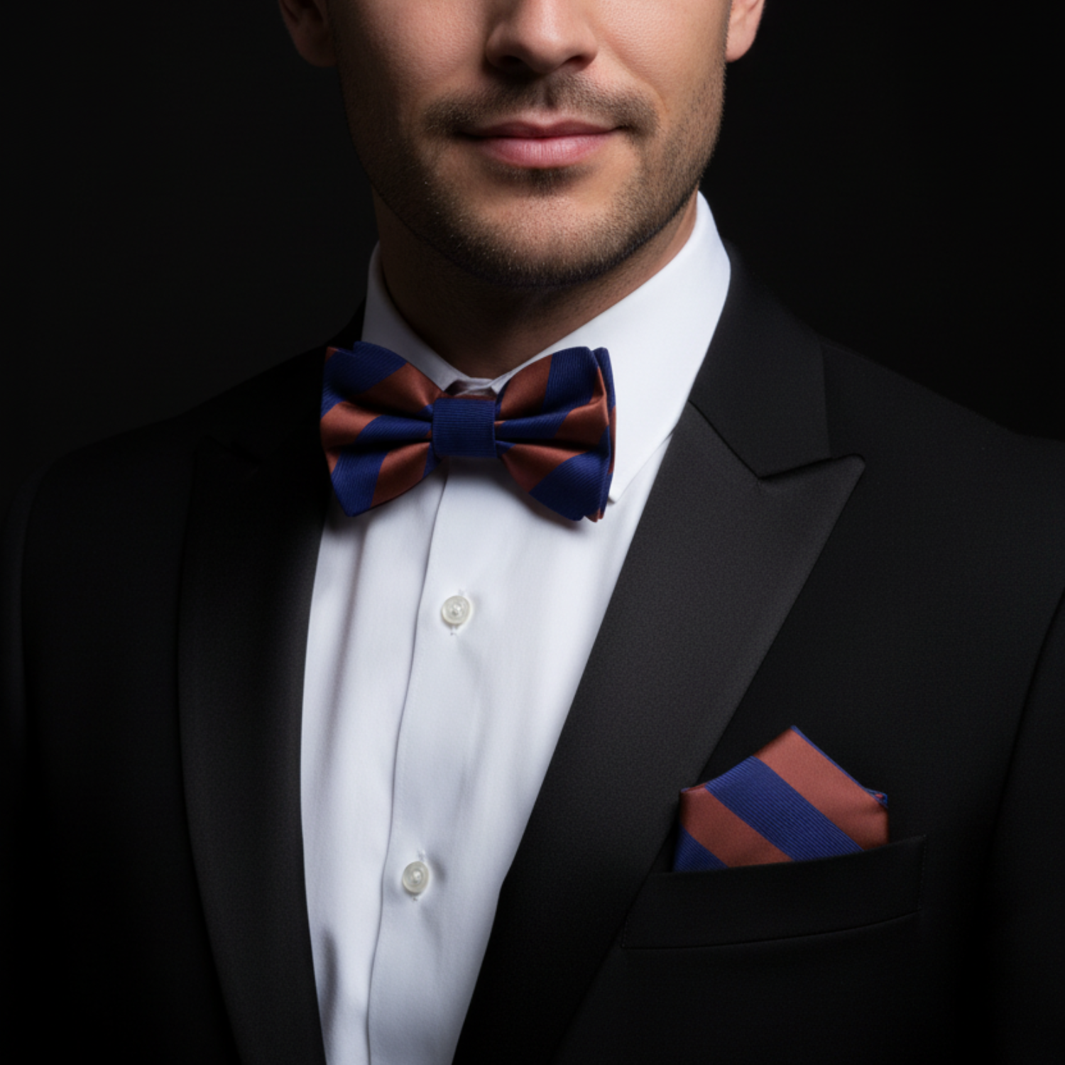 Blue Orange Bow Tie Stripe On Man 