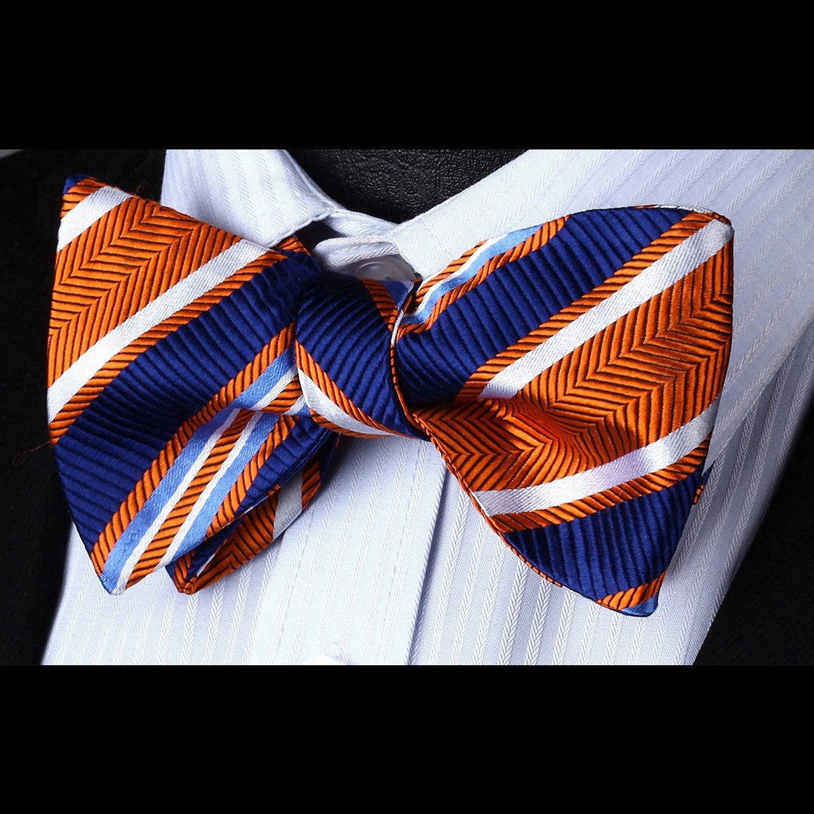 Orange and Blue Stripe Bow Tie