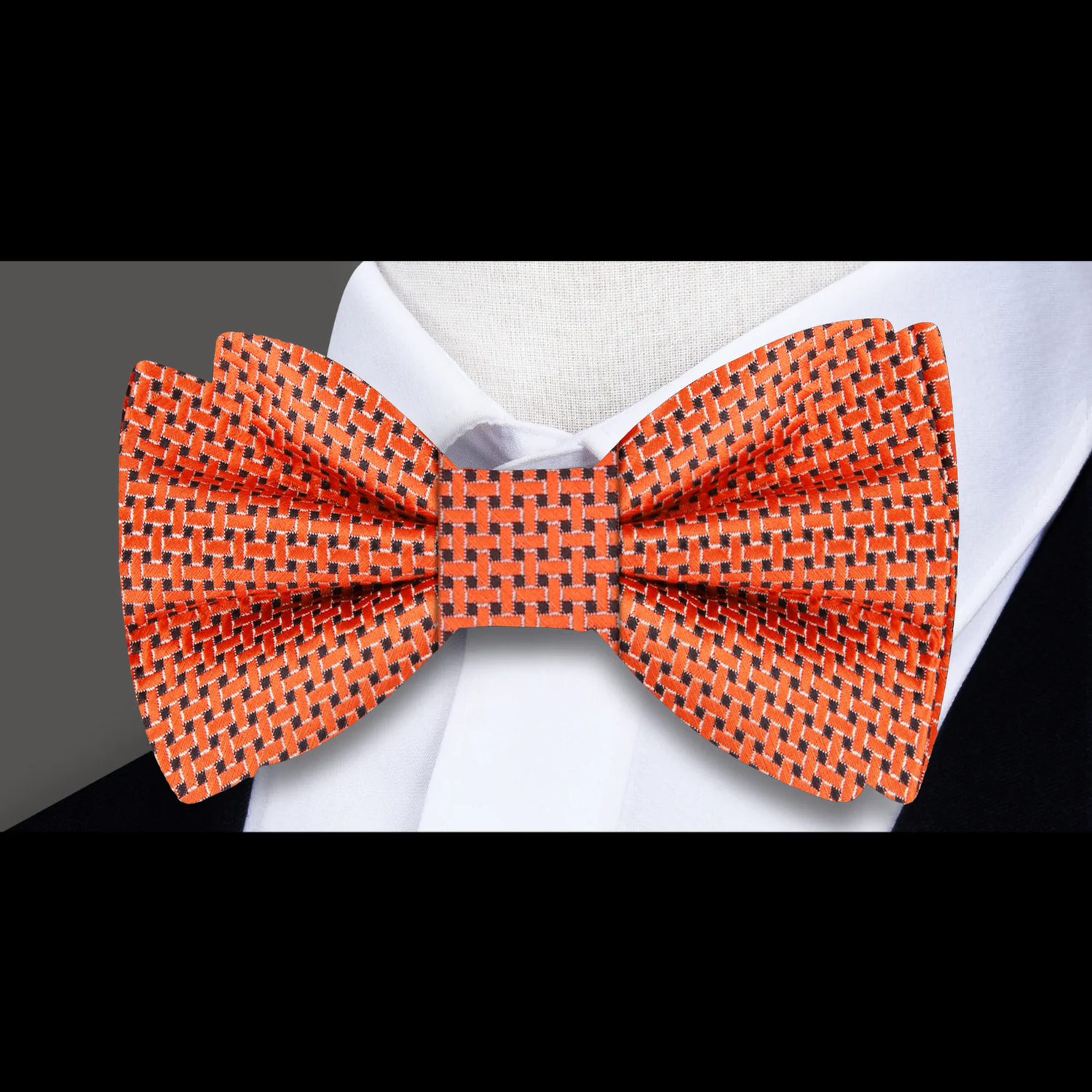 Orange and Brown Geometric Bow Tie