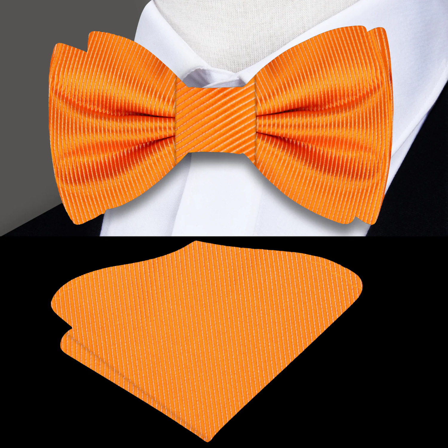 Orange Bow Tie and Pocket Square
