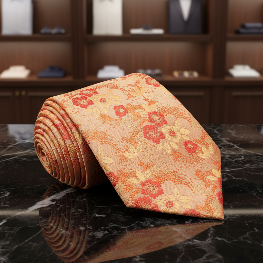 Shades of Orange Floral Necktie