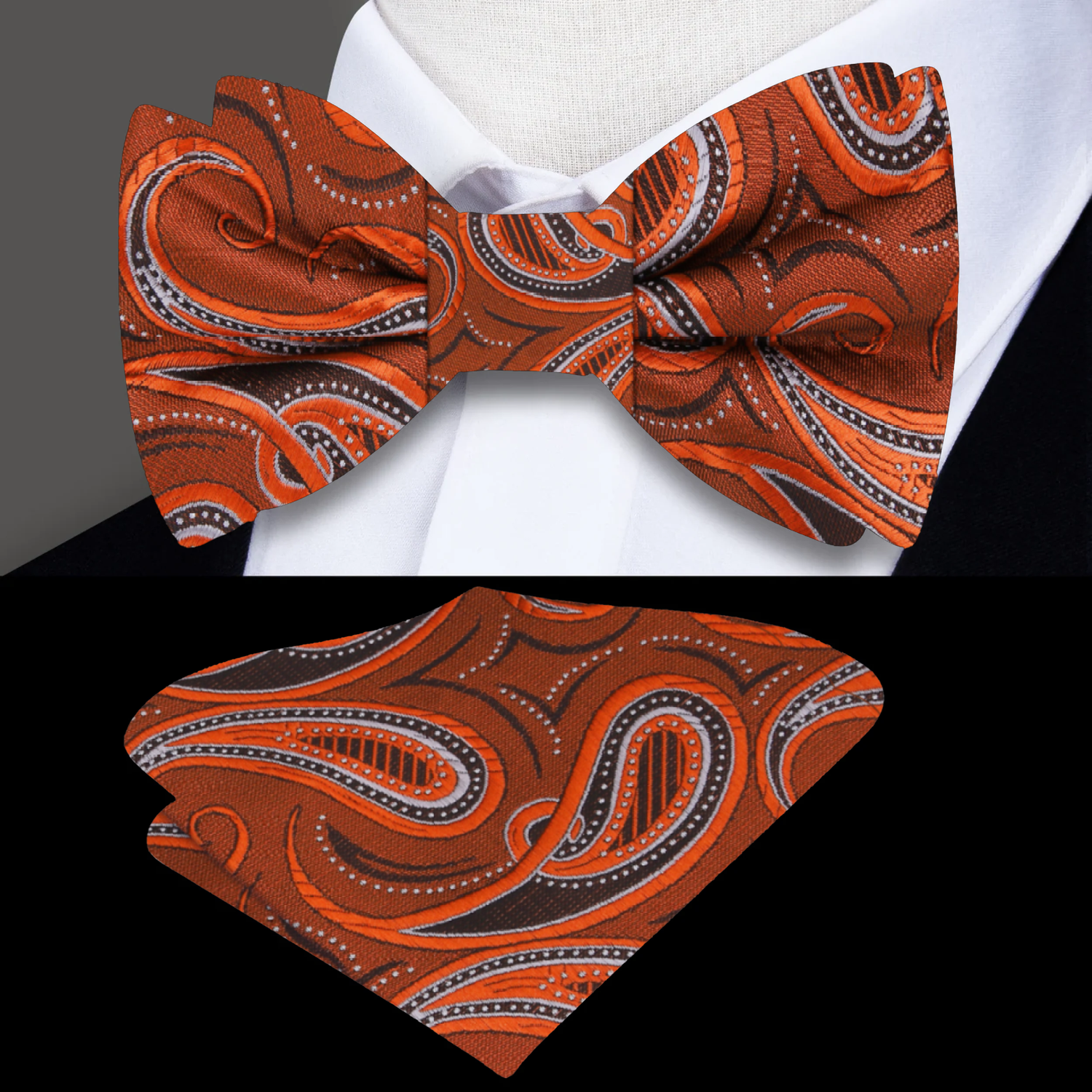 Rust Orange Paisley and Grey, Matching Square
