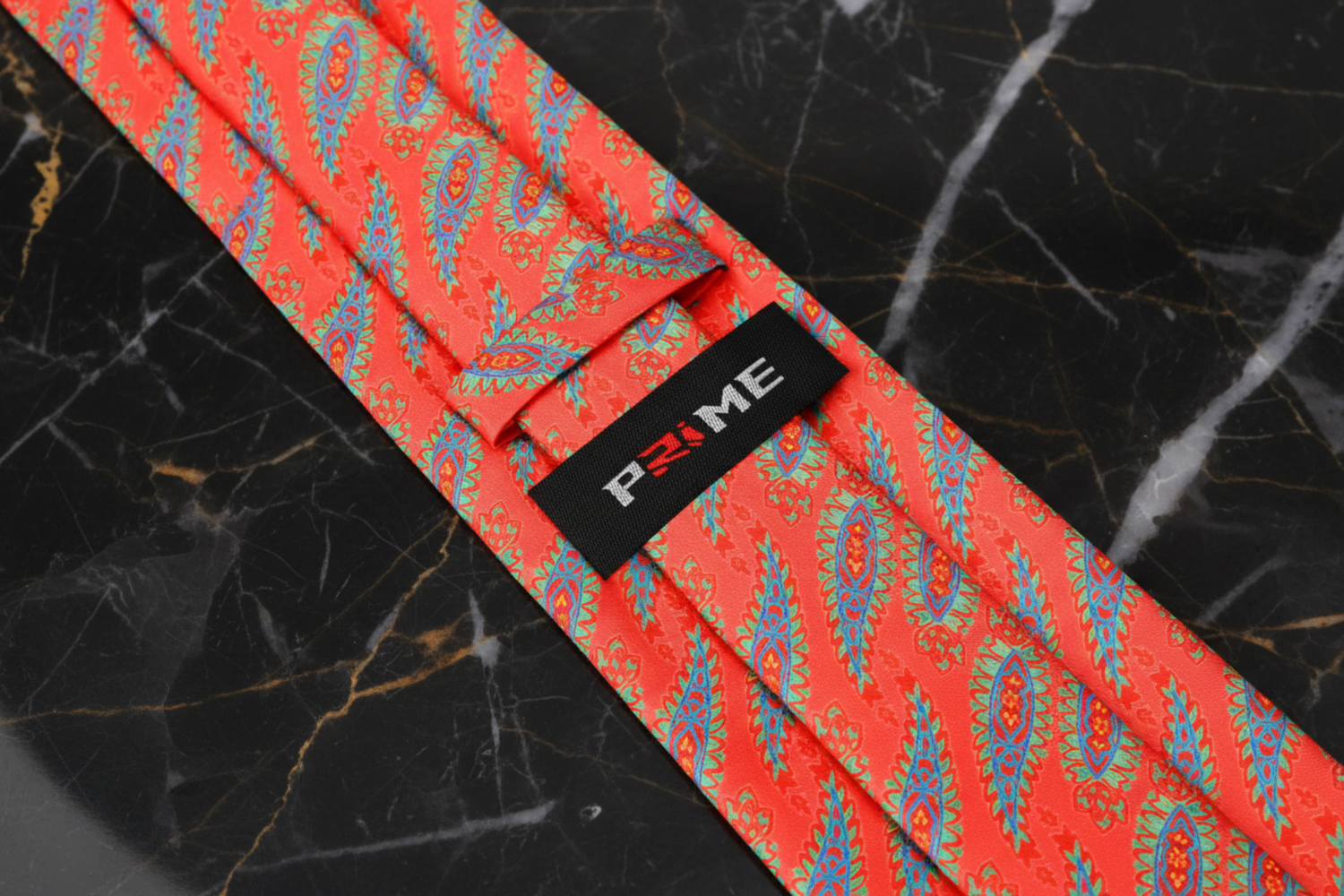 Orange Paisley Necktie with Blue & Green Accents