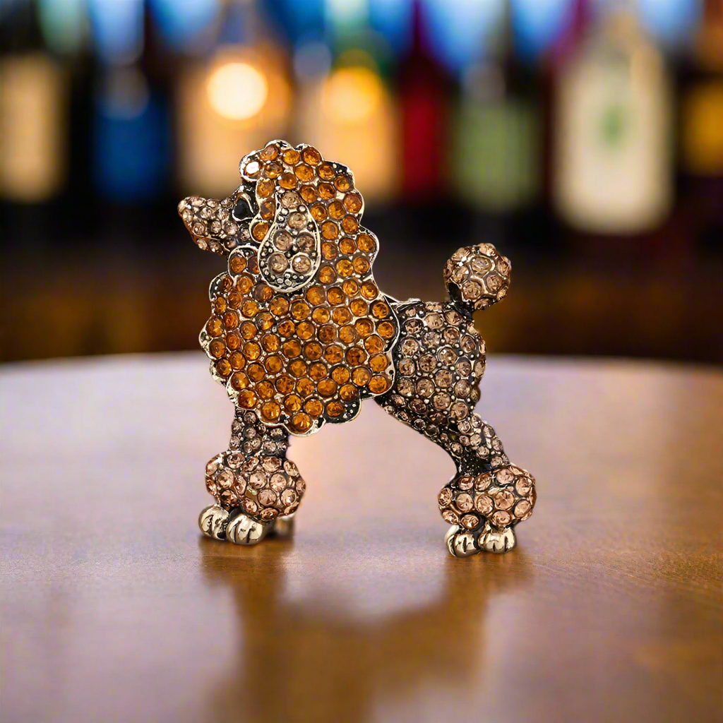 orange poodle lapel pin