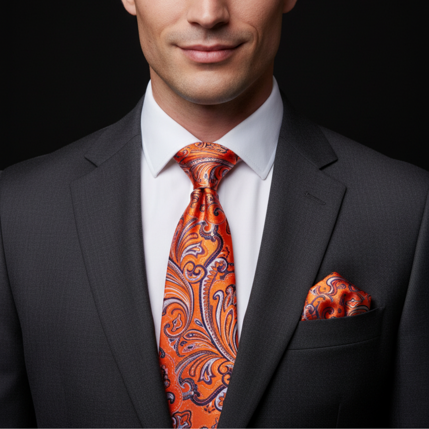 Intricate Paisley Necktie Collection in Orange, Blue, Purple, Red, and Grey