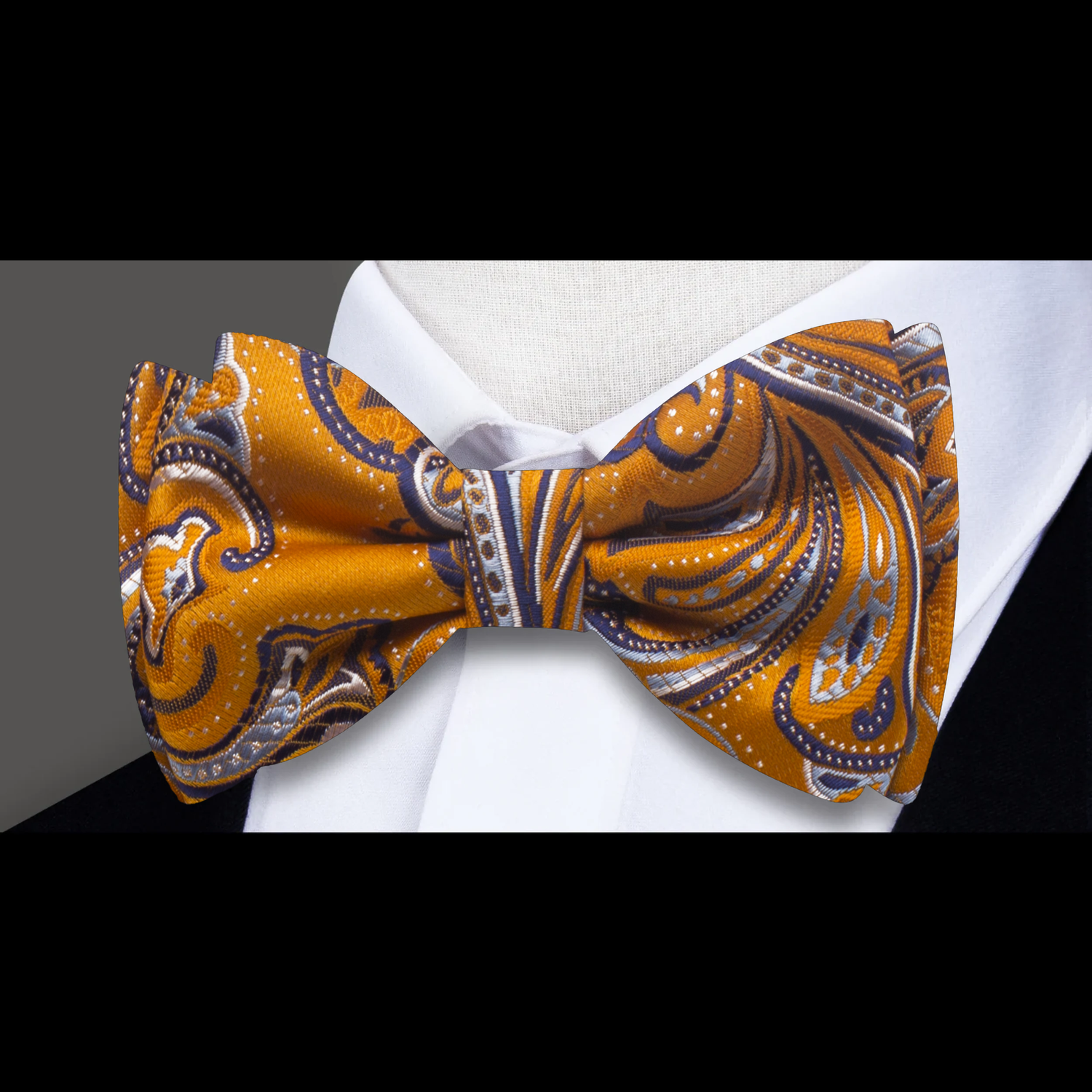 Orange Purple White All In Paisley Bow Tie