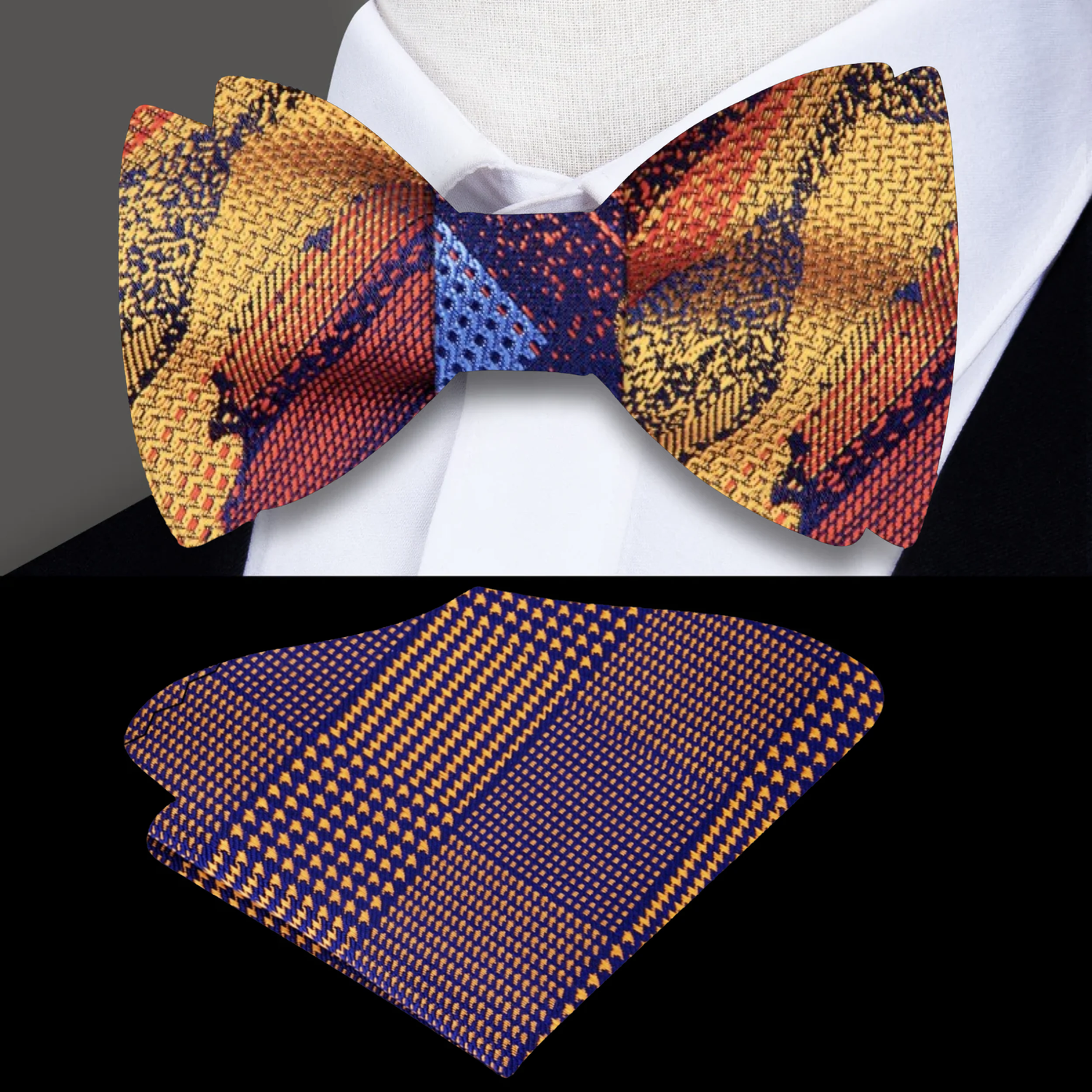 Red, Orange, Blue Abstract Genesis Bow Tie and Accenting Square