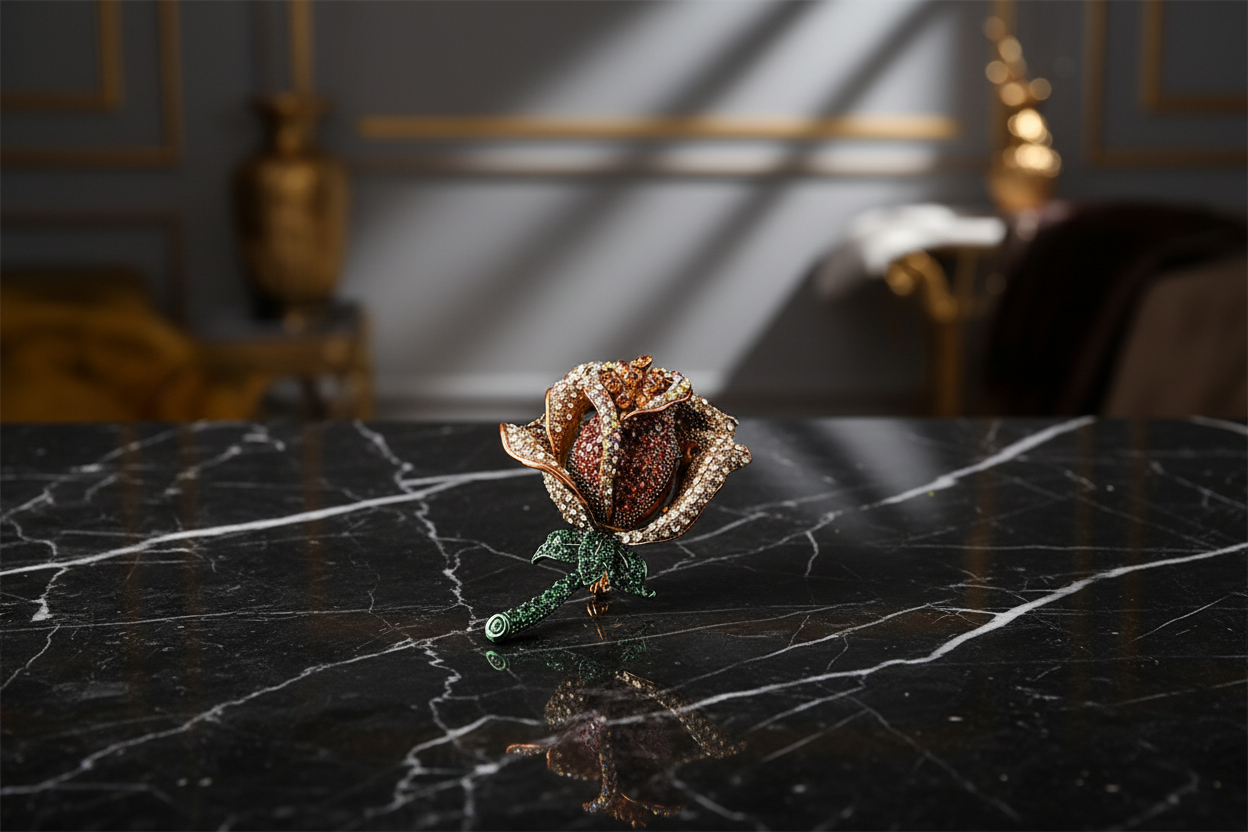 Orange Rose Lapel Pin
