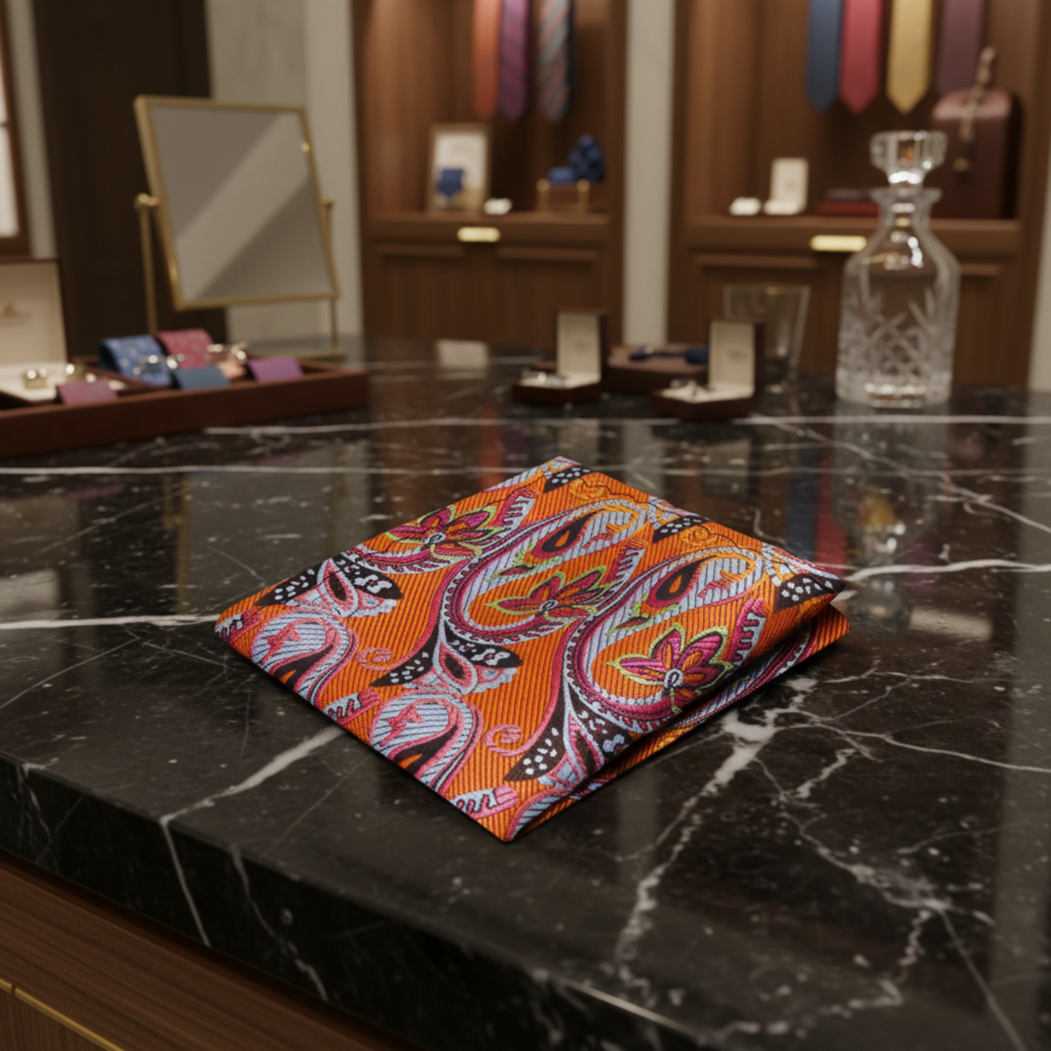 Orange Paisley Square
