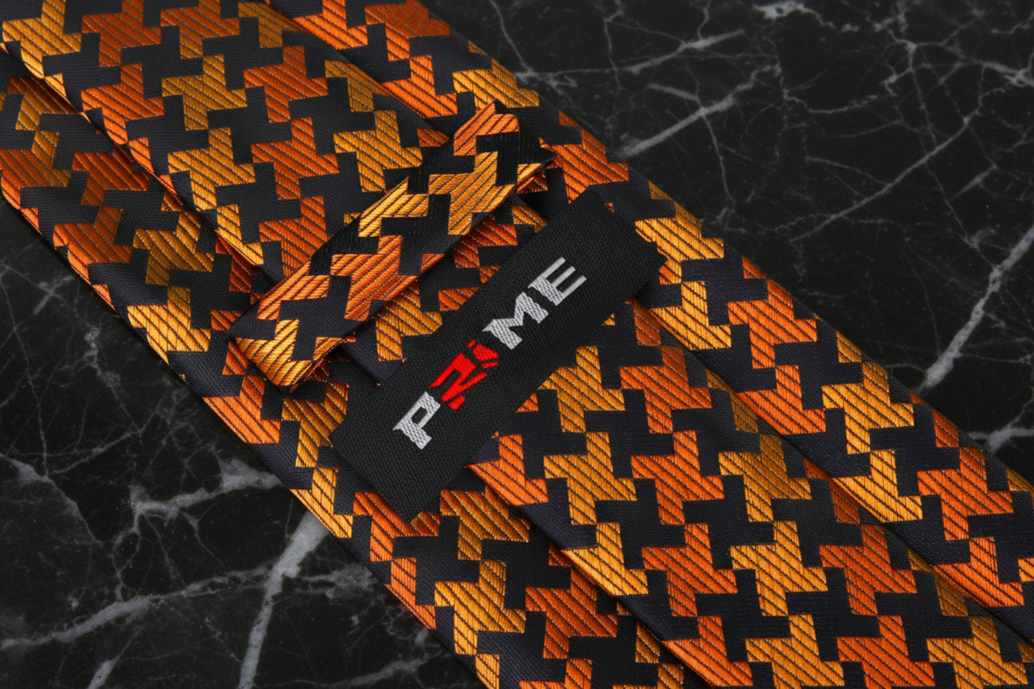 Orange, Yellow, Black Hounds Tooth Necktie Keep