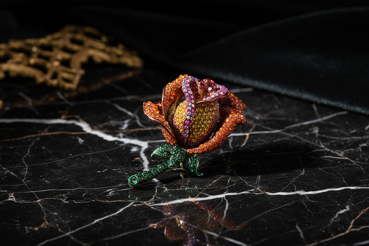 Orange, Yellow and Pink Rose Lapel Pin