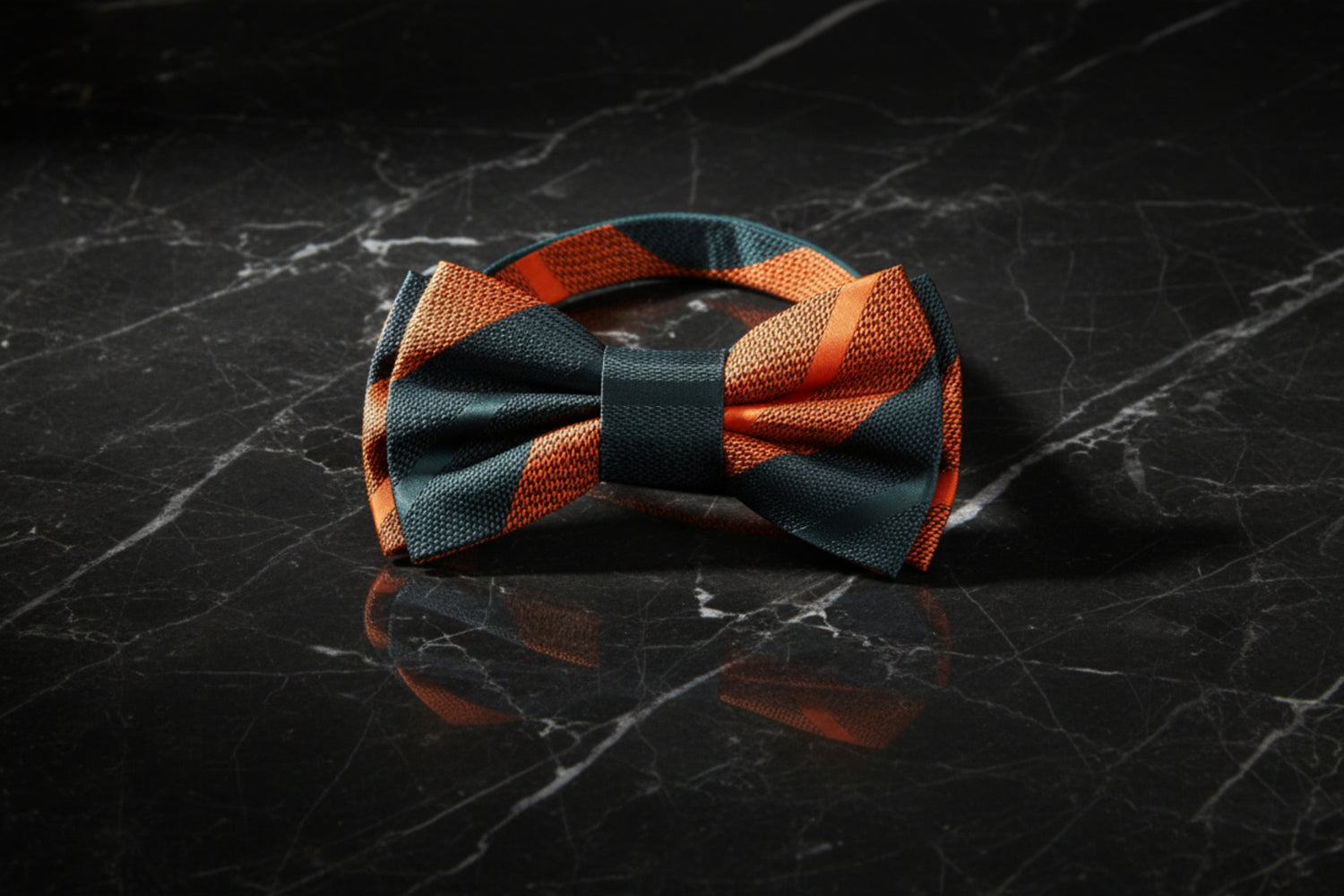 Green and Orange Stripe Pre Tied Bow Tie