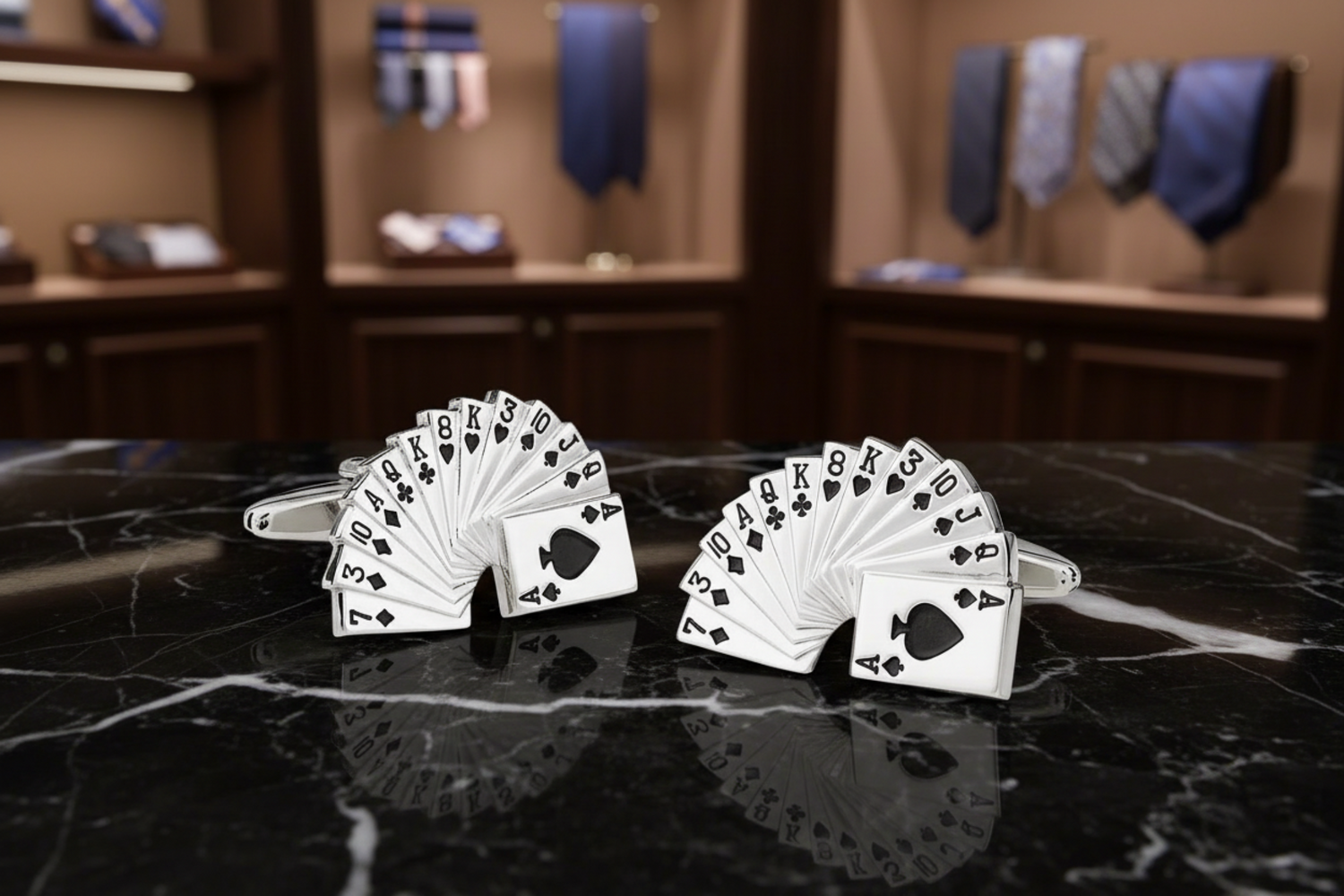 Chrome Playing Cards Cufflinks