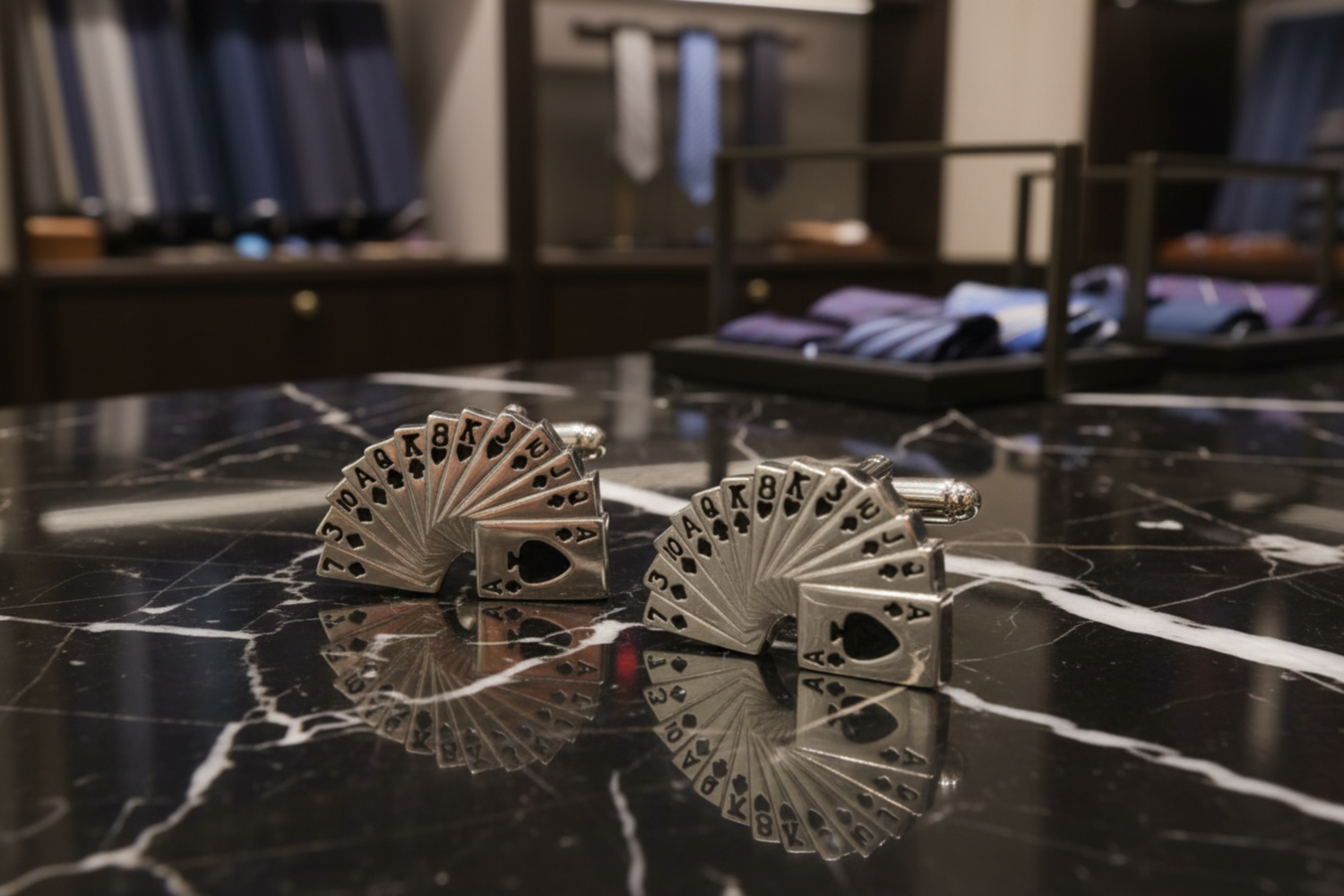 a chrome playing cards cufflinks