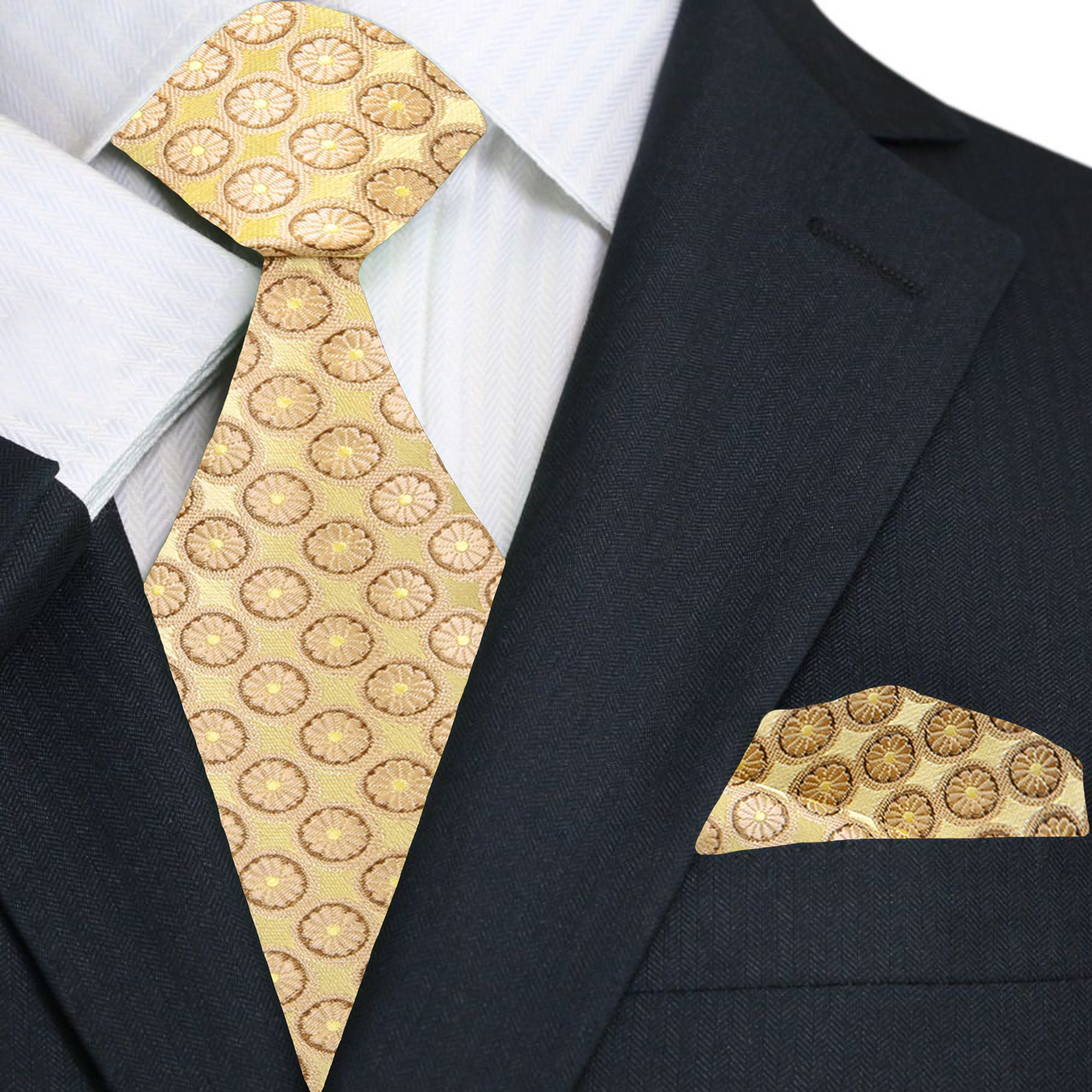 Pale Gold and Brown Bursts Tie and Square
