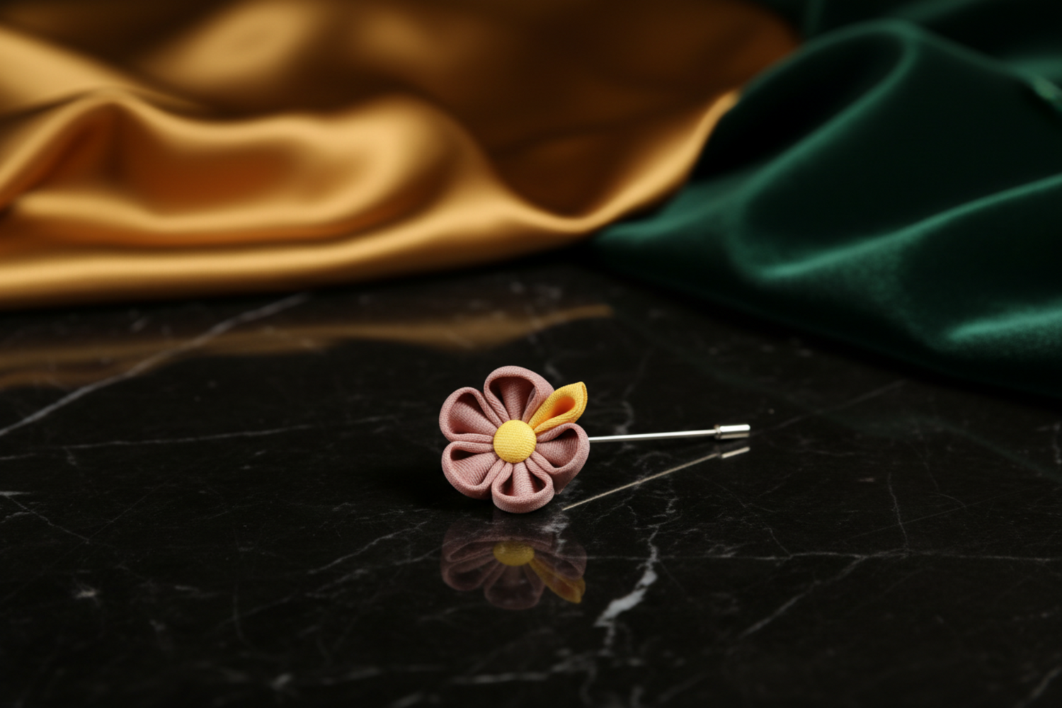 Pale Pink, Yellow Lapel Flower
