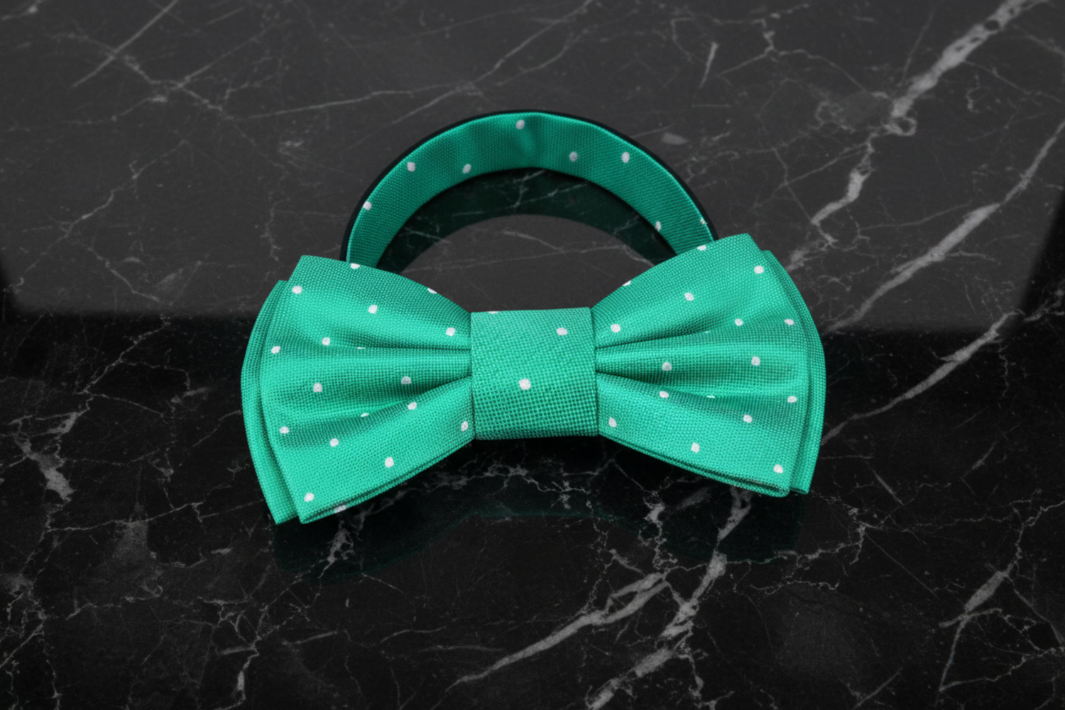 Green Polka Bow Tie Pre Tied