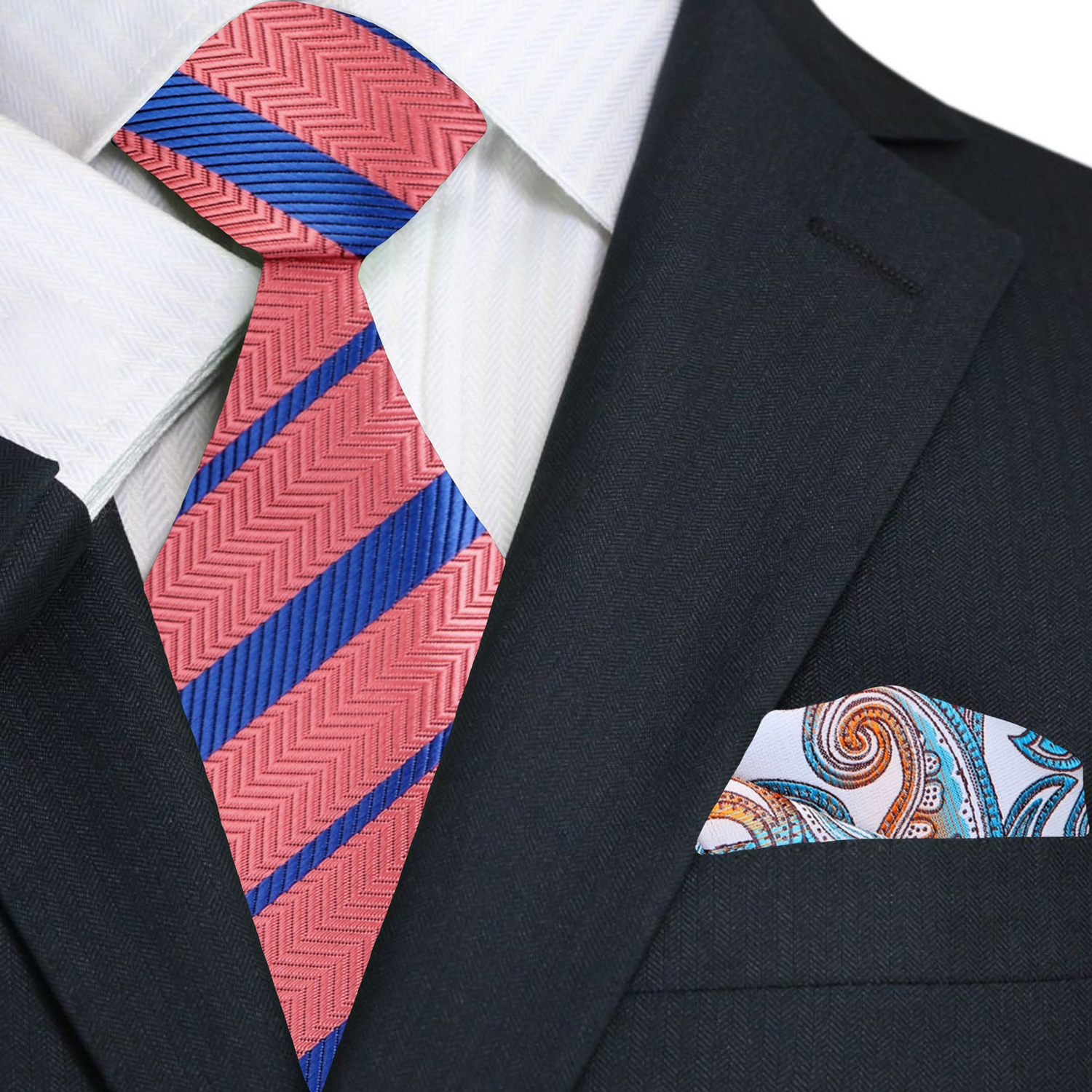 Soft Peach & Blue Striped Necktie | Clean Contrast, Modern Color