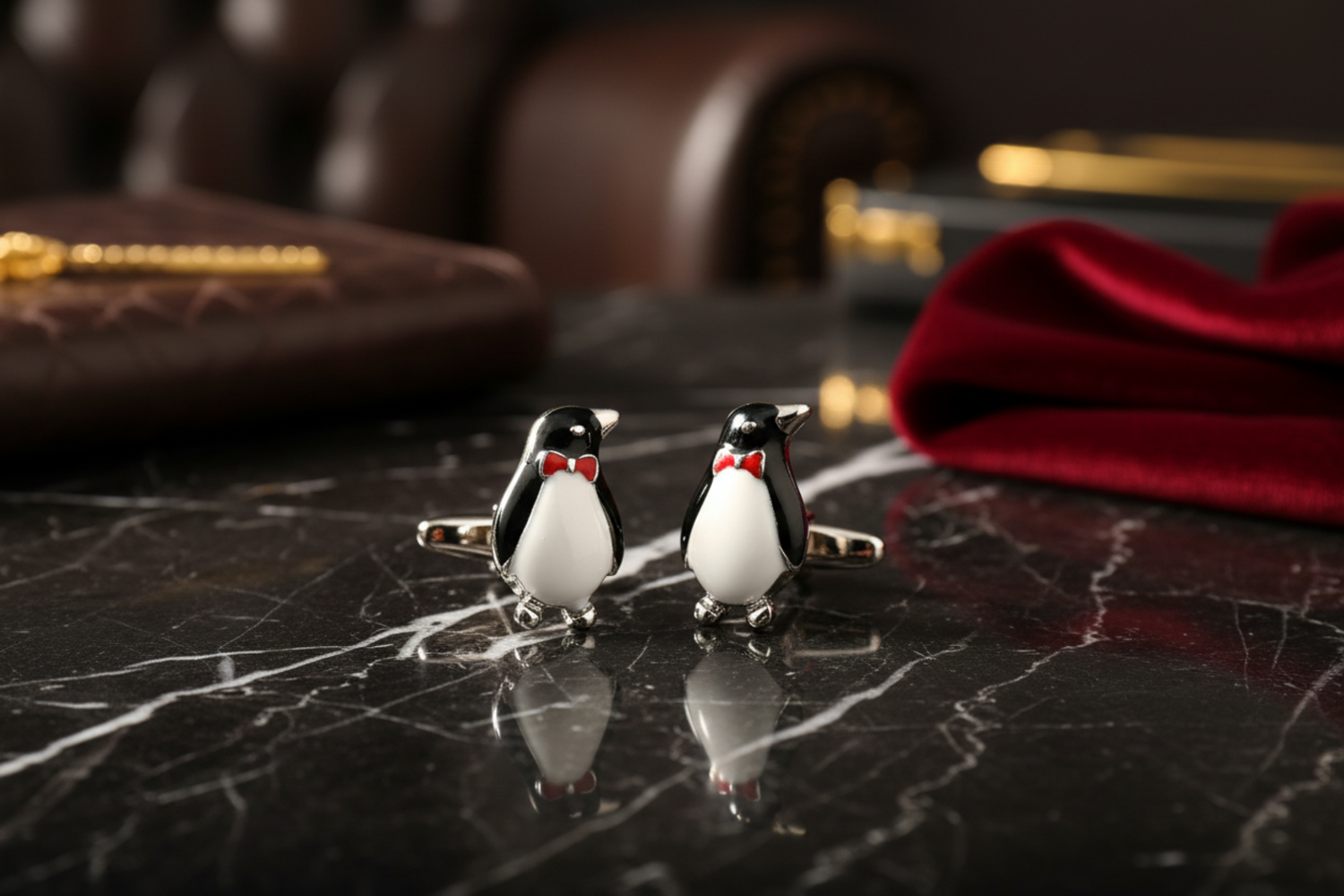 Chrome Penguin Cufflinks