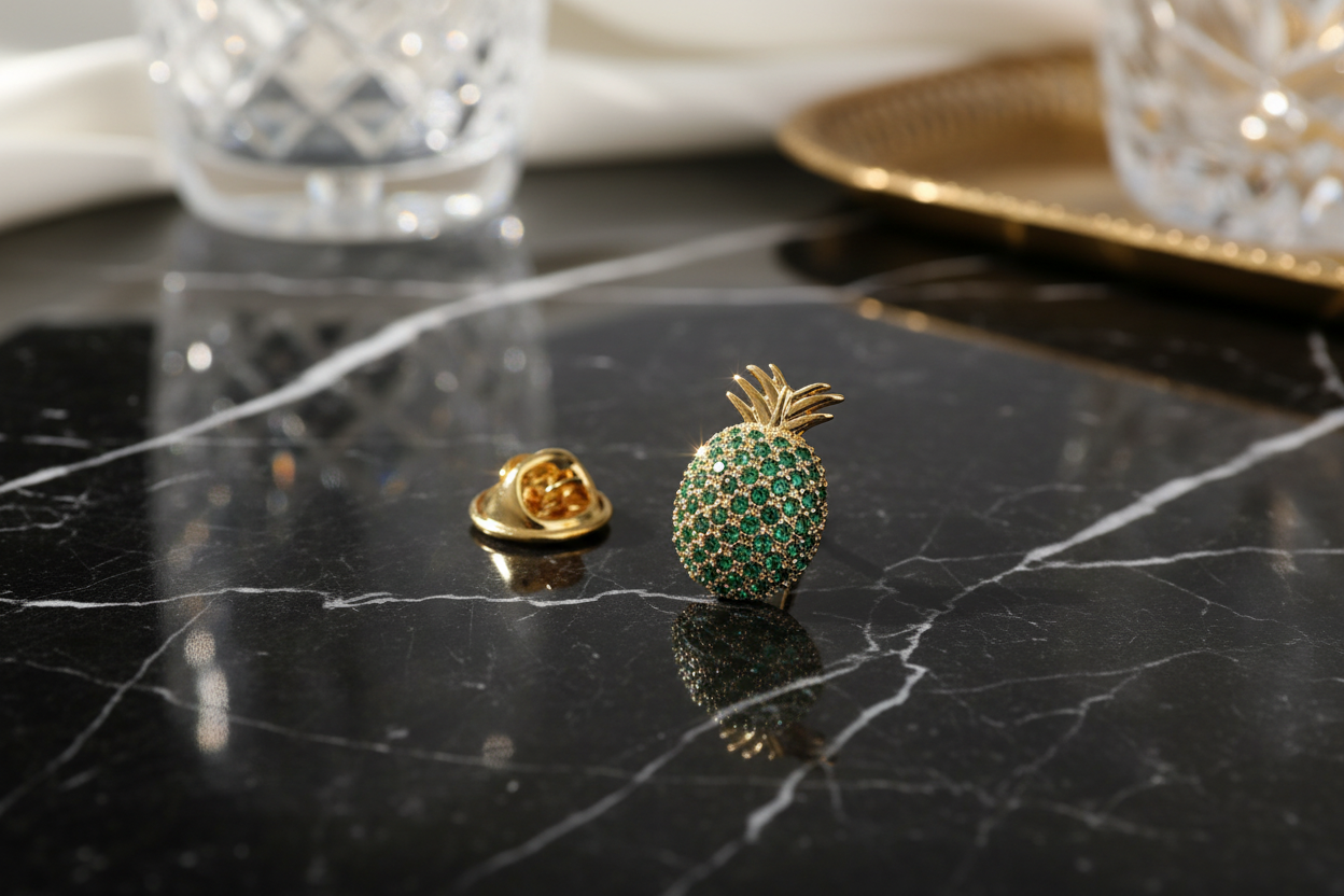 a pineapple lapel pin
