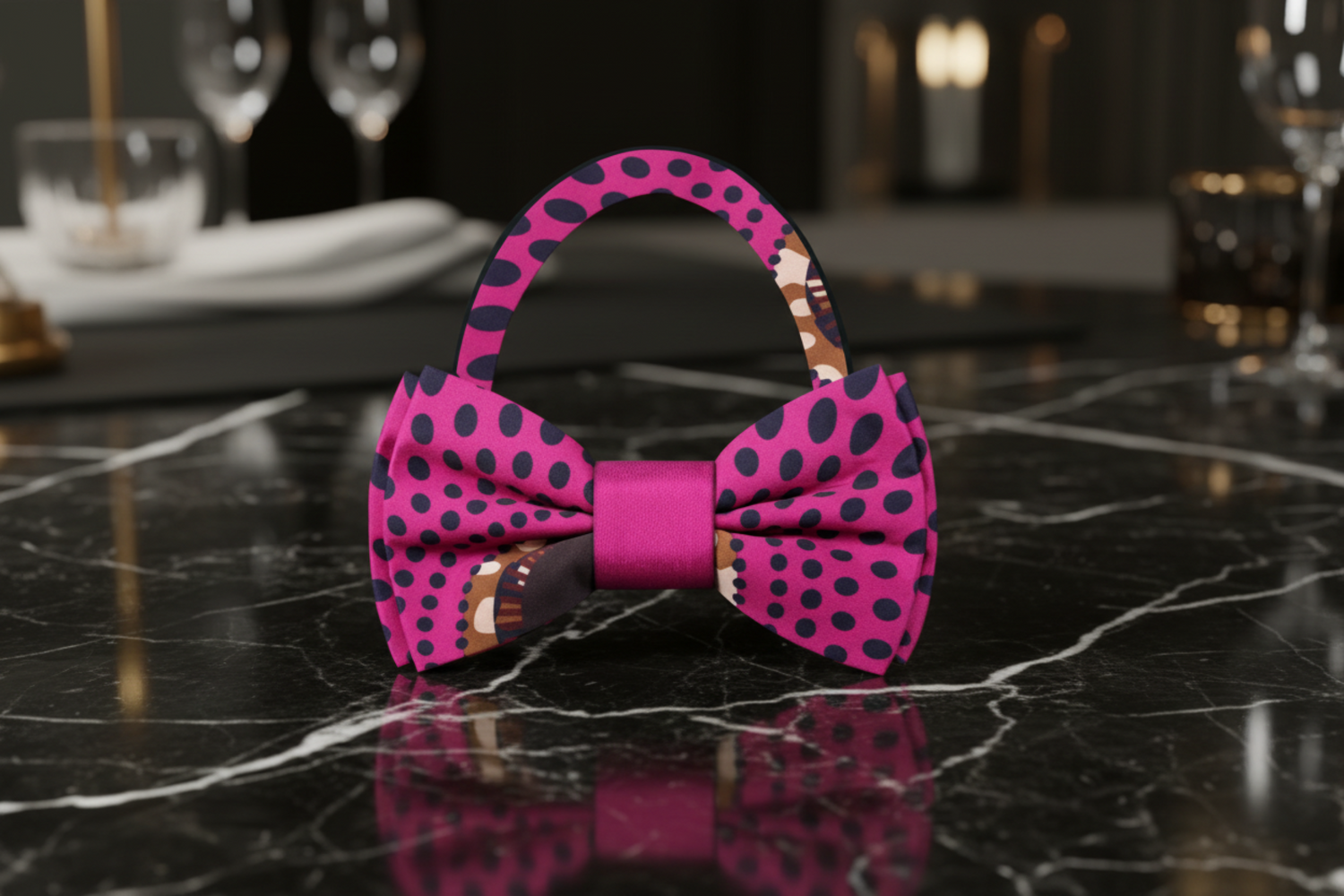 Pre Tied Pink Abstract bow Tie