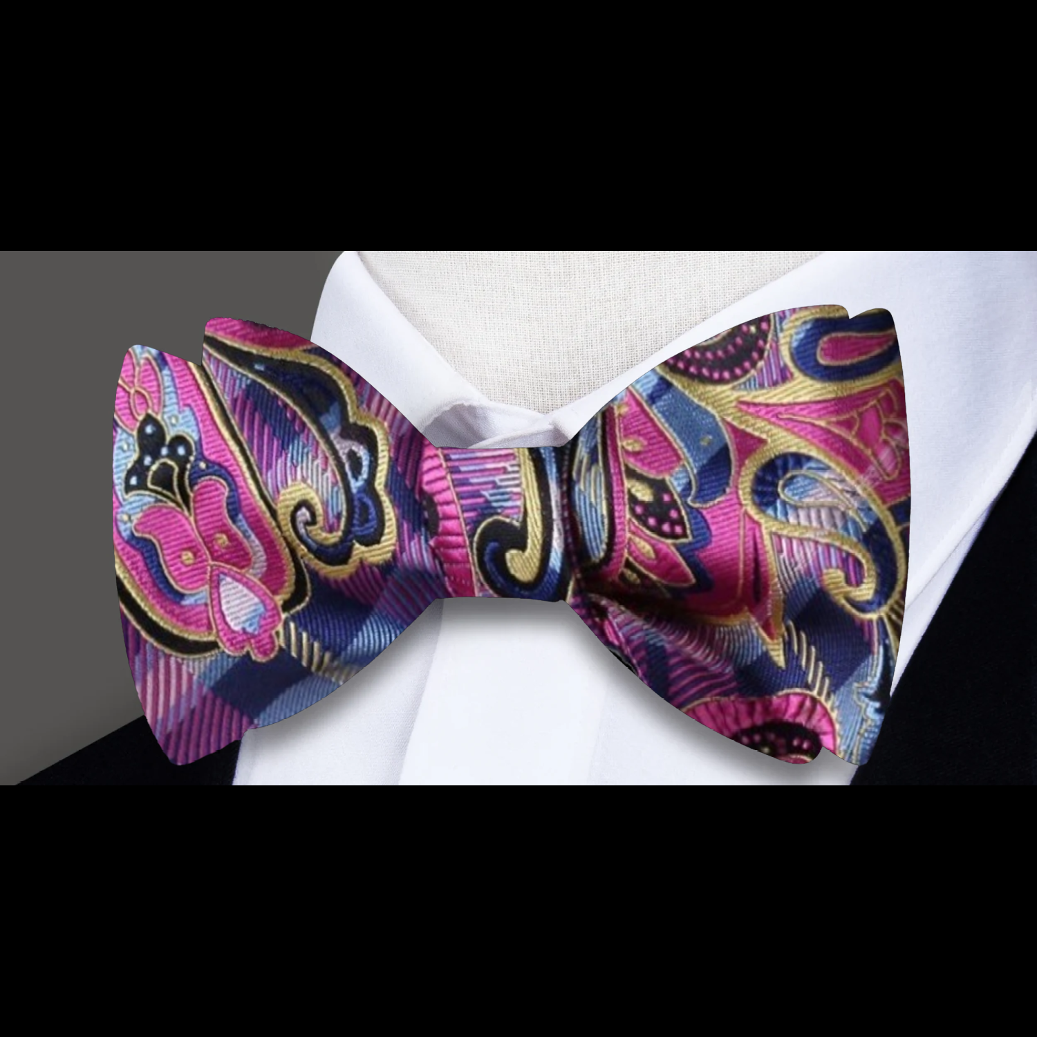 Pink, Purple, Blue and Yellow Paisley Bow Tie