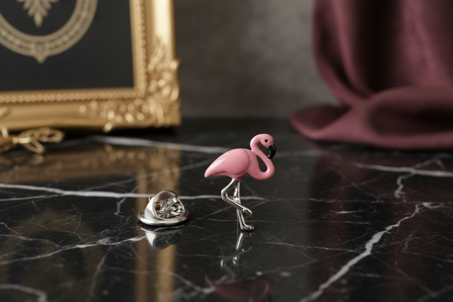 A Pink Flamingo Shaped Lapel Pin