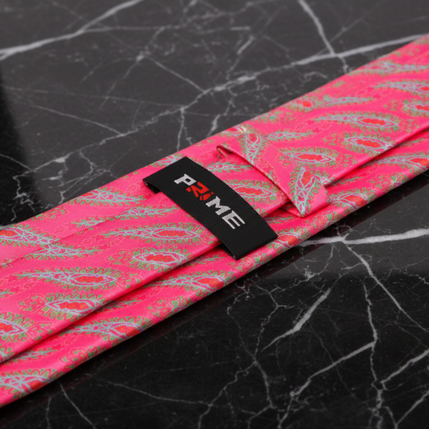 Pink, Green, Light Blue Paisley Luxury Necktie Keep
