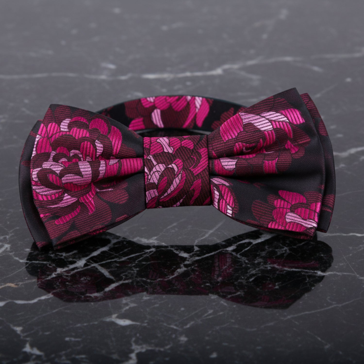 Sangria, Pink and Burgundy Large Flowers Bow Tie Pre Tied