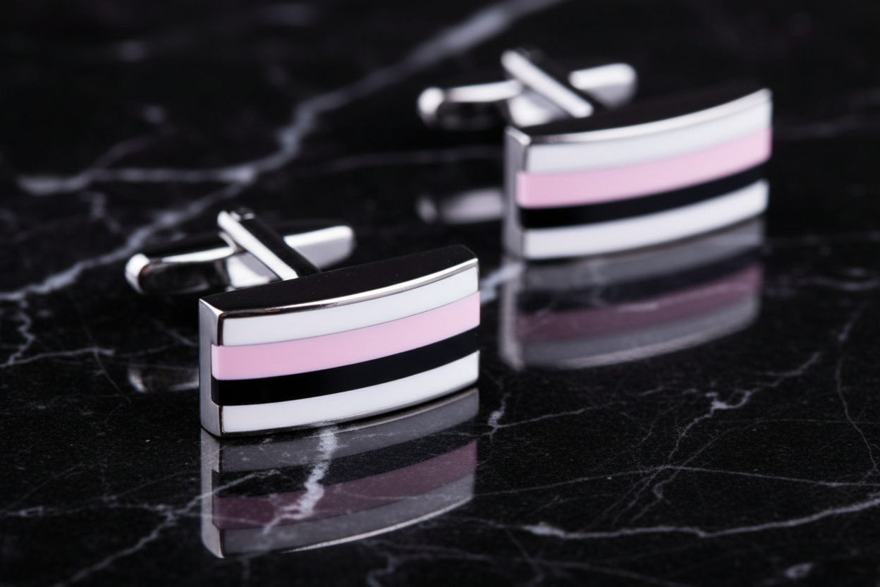 Pink Chrome Cufflinks baby