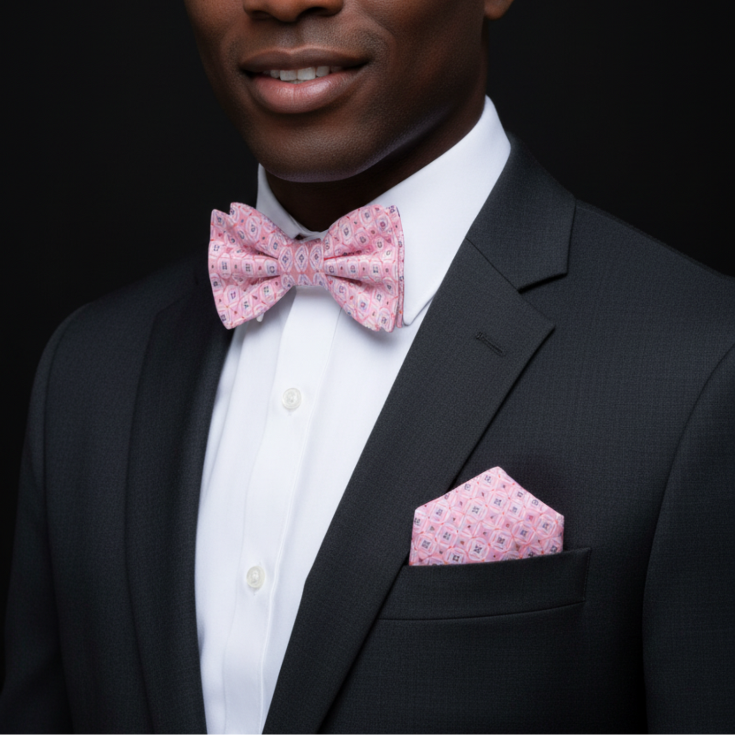 Pink or Mint Green Geometric Medallion Bow Tie