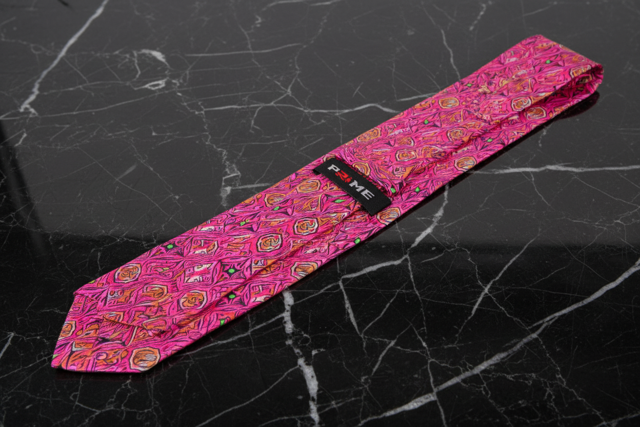 Pink, Orange Abstract Tie Keep