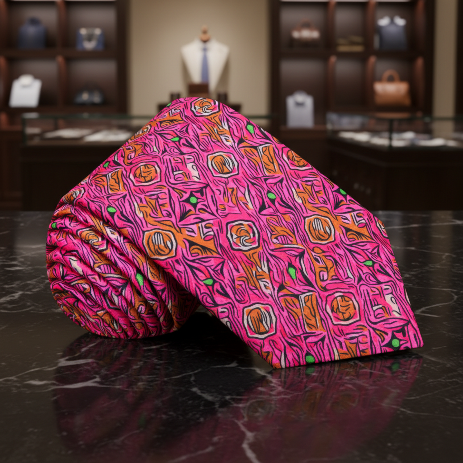 Pink, Orange Abstract Tie  