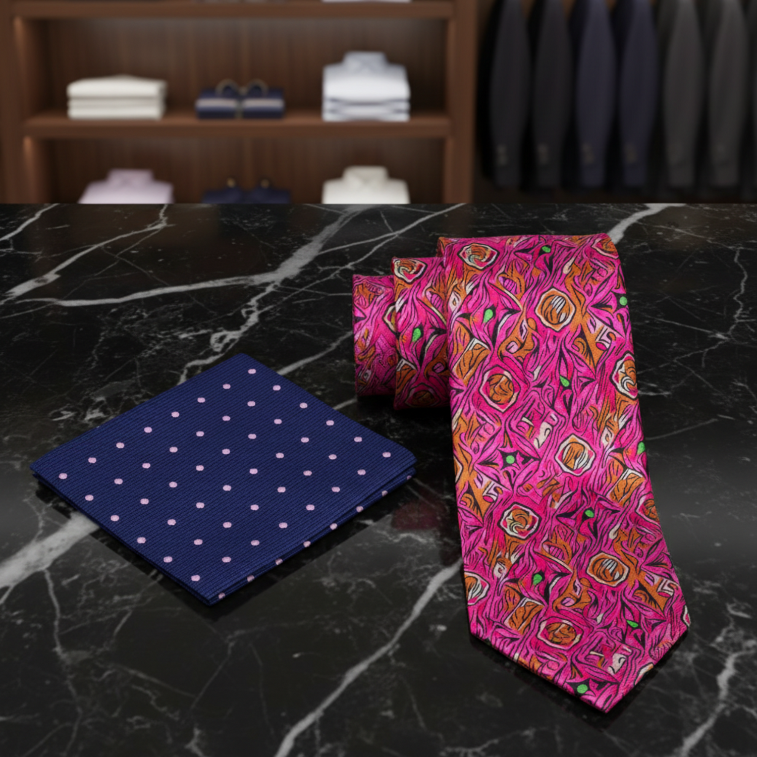 alt view: Pink, Orange Abstract Tie and Accenting Square