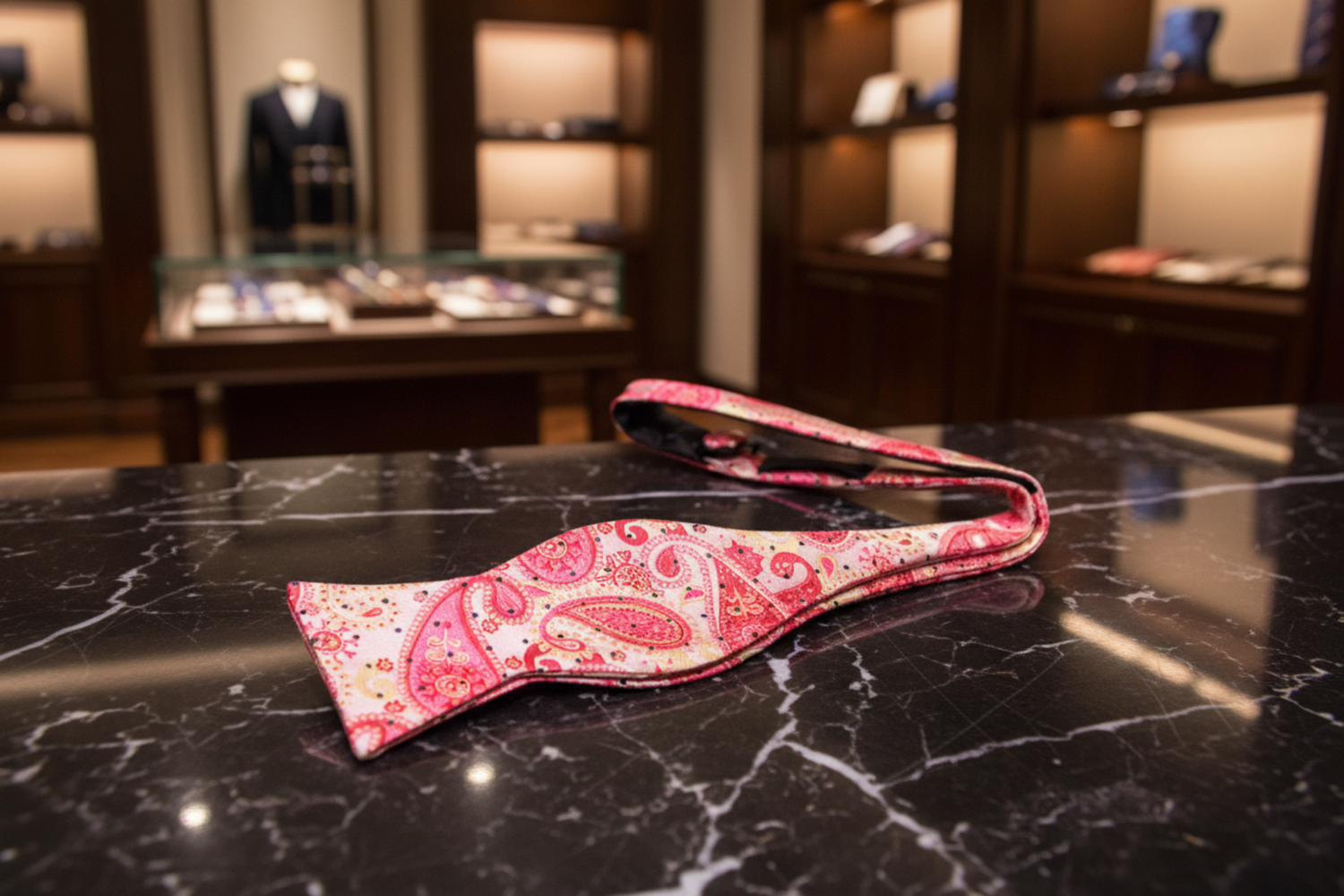 Self Tie: Pink & Peach Paisley Self Tie Bow Tie