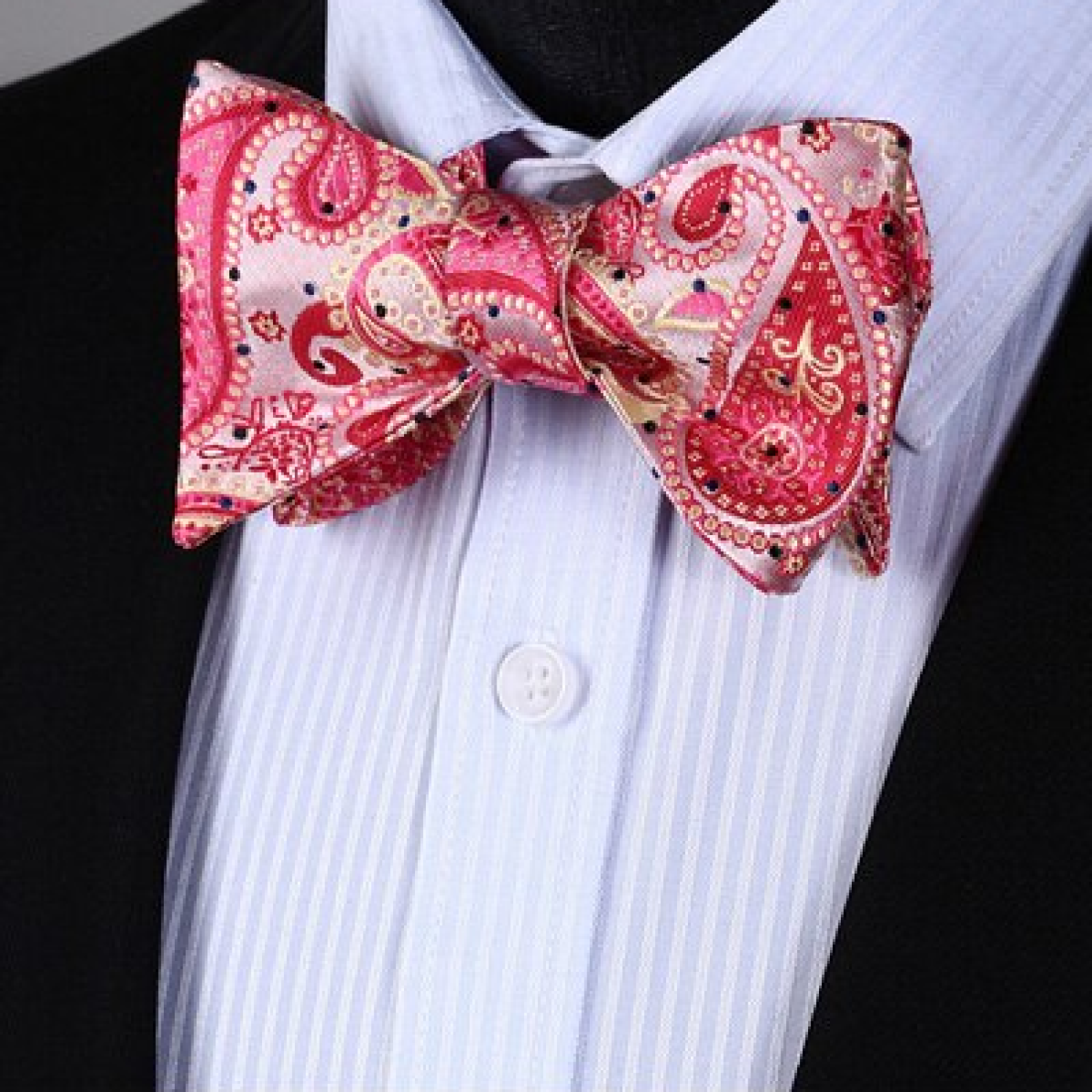 Pink & Peach Paisley Self Tie Bow Tie