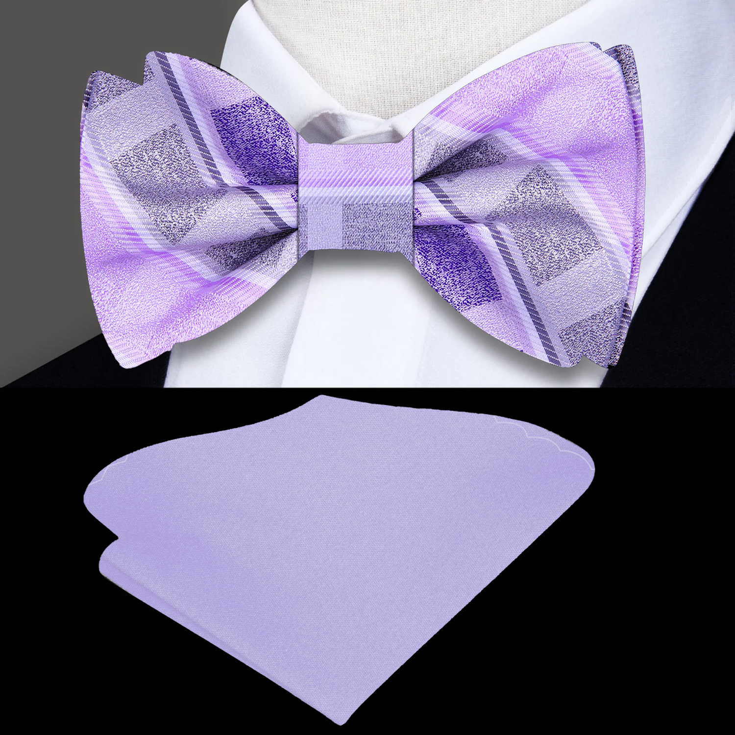 Plaid purple bow tie and Light purple square