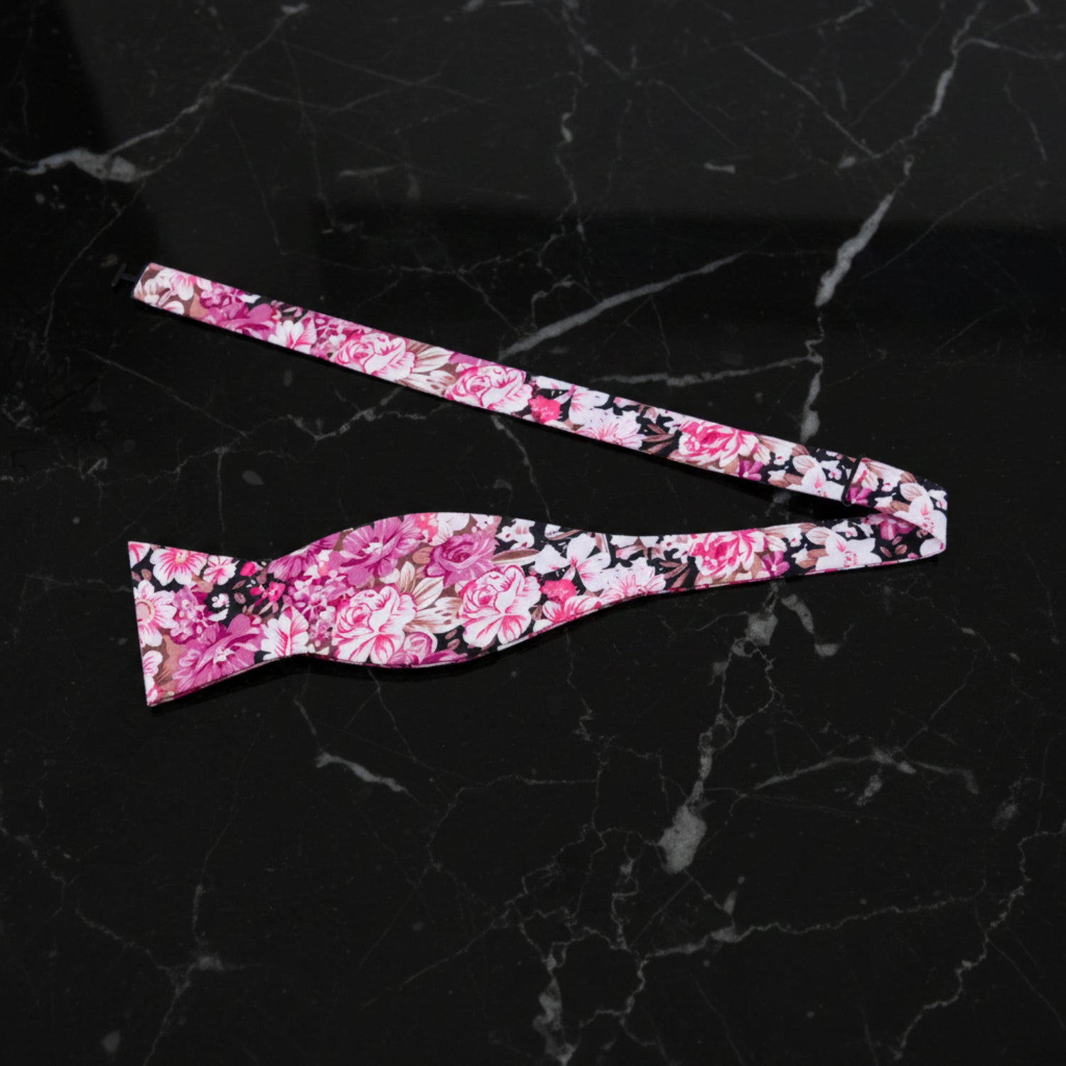 Shades of Purple and Pink with White Flowers Bow Tie Self Tie