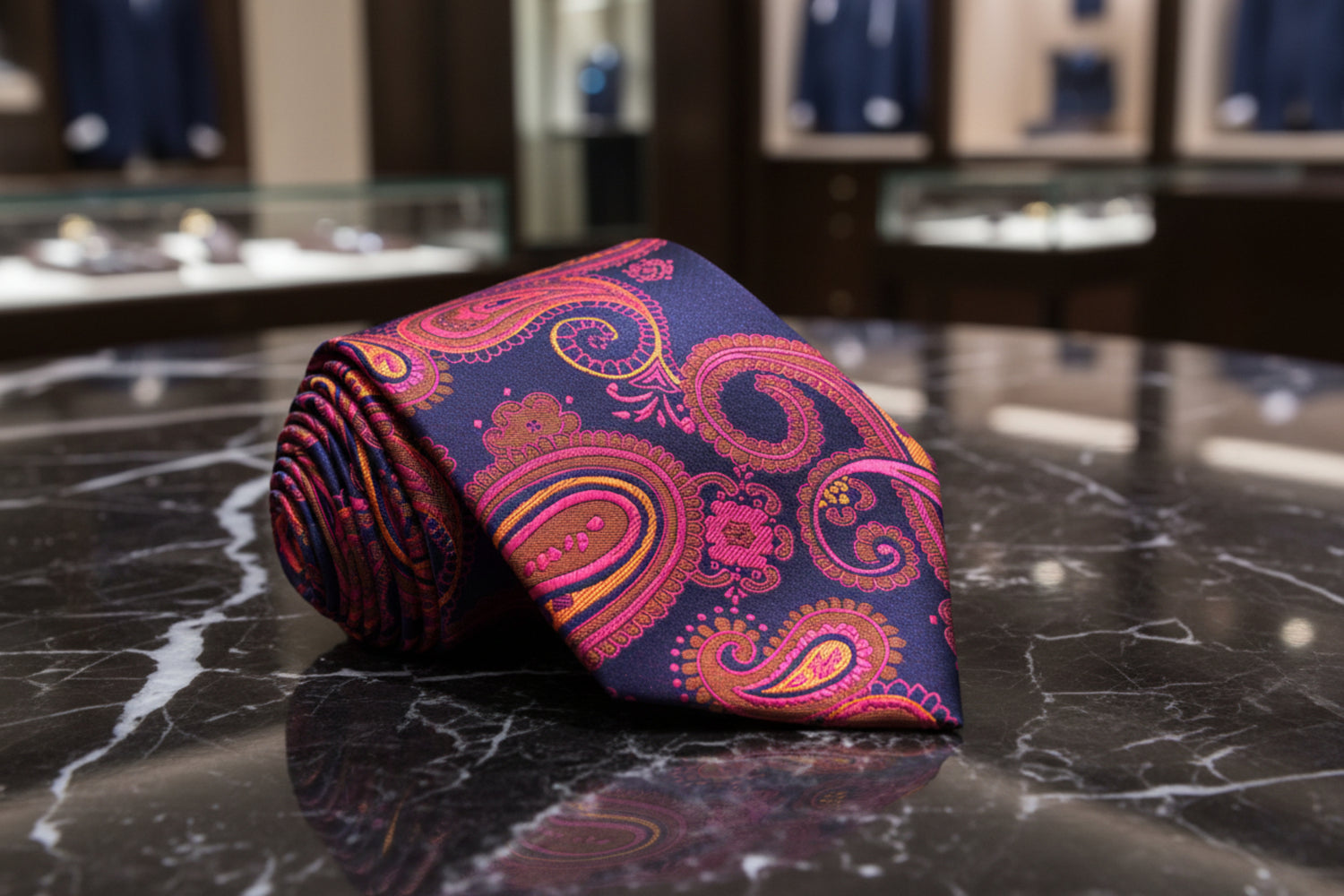 A Ruby, Orange Paisley Pattern Necktie 