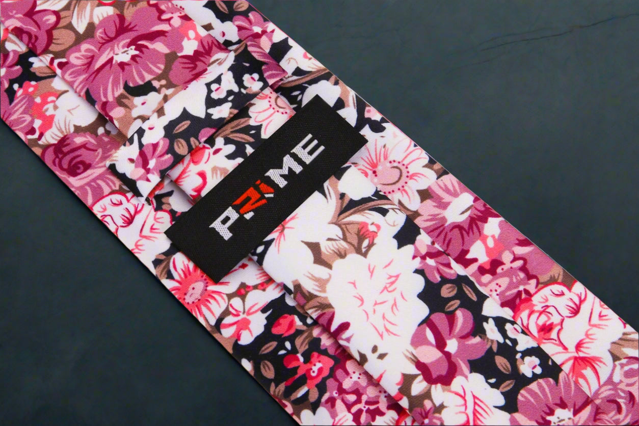 Light Purple, Purple, White Brown Sketched Flowers Tie Keep