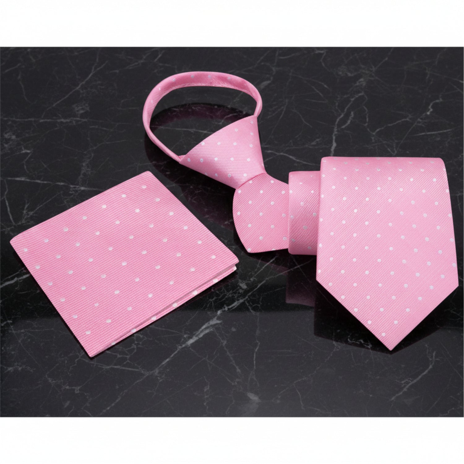 Zipper: Pink and White Polka Necktie and Matching Square
