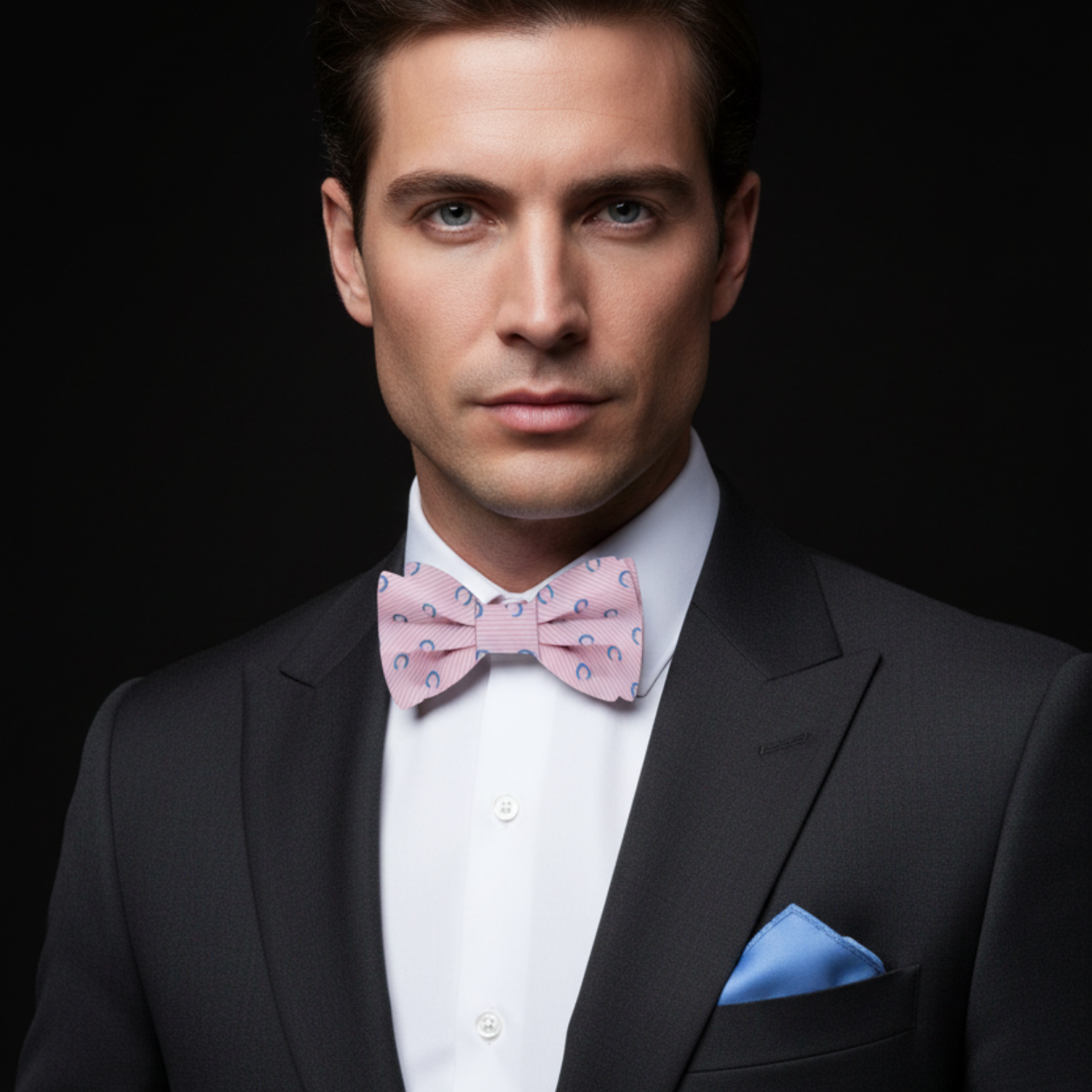 Pink Stripe Horseshoe Bow Tie