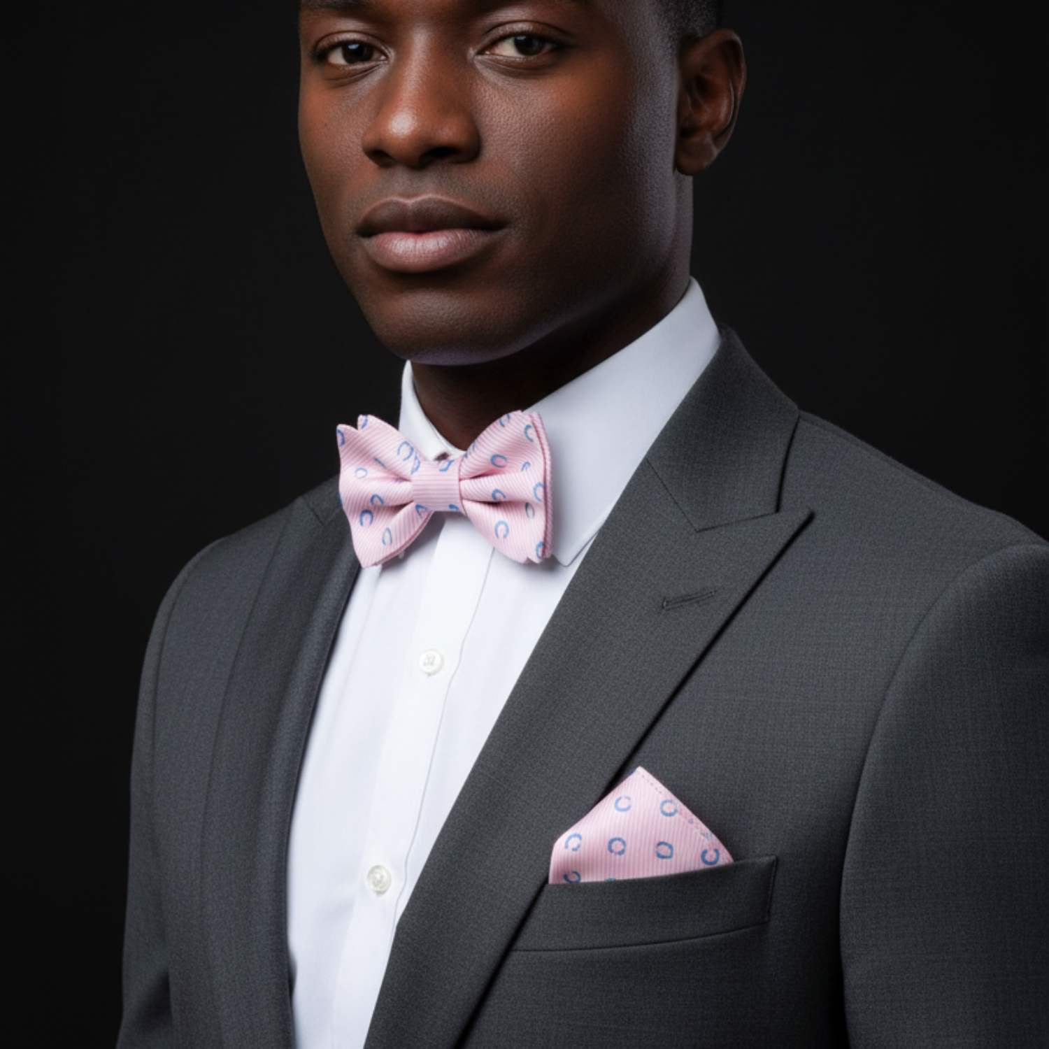 Pink Stripe Horseshoe Bow Tie