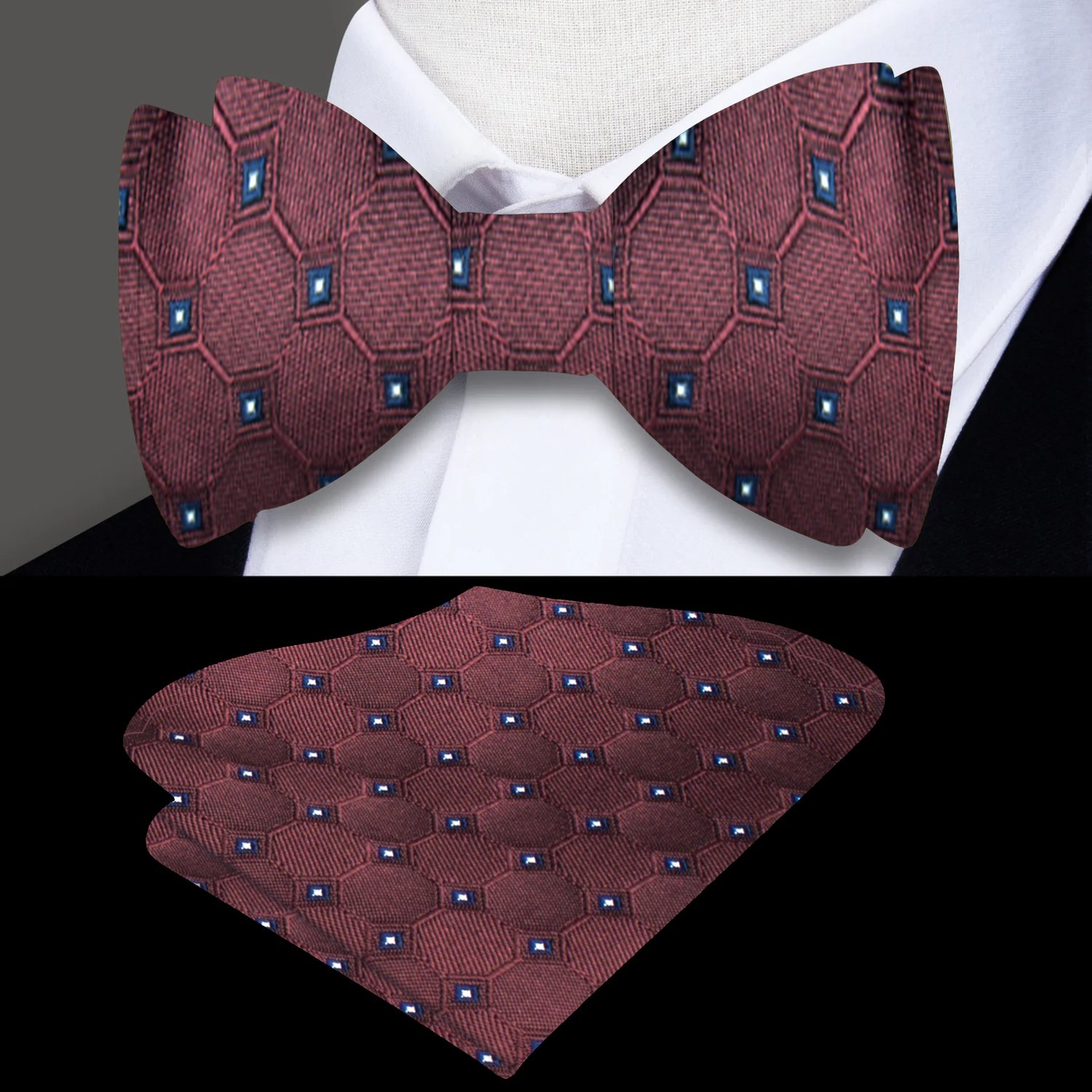Main: Brown Geometric Bow Tie On Suit