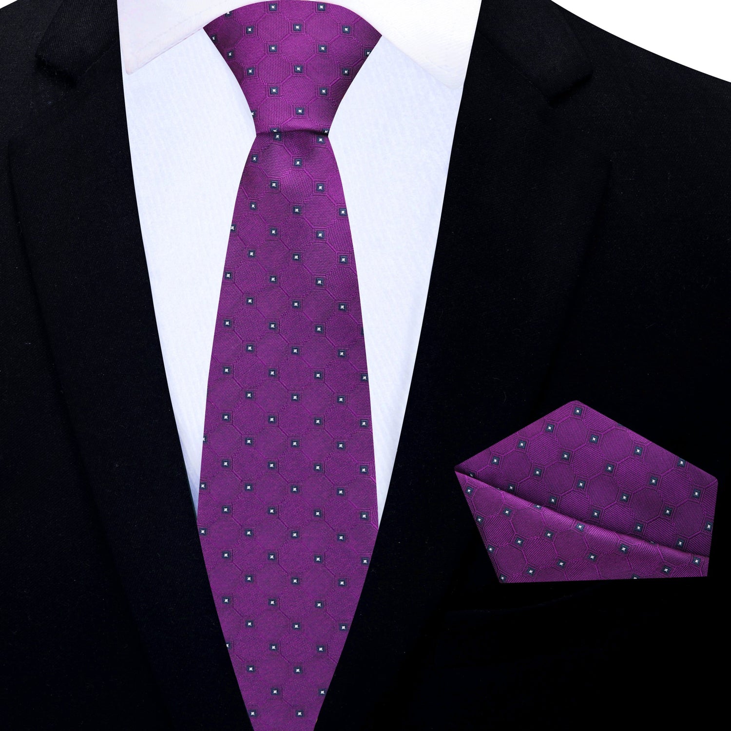 Thin View 2 Purple Geometric Necktie and Square