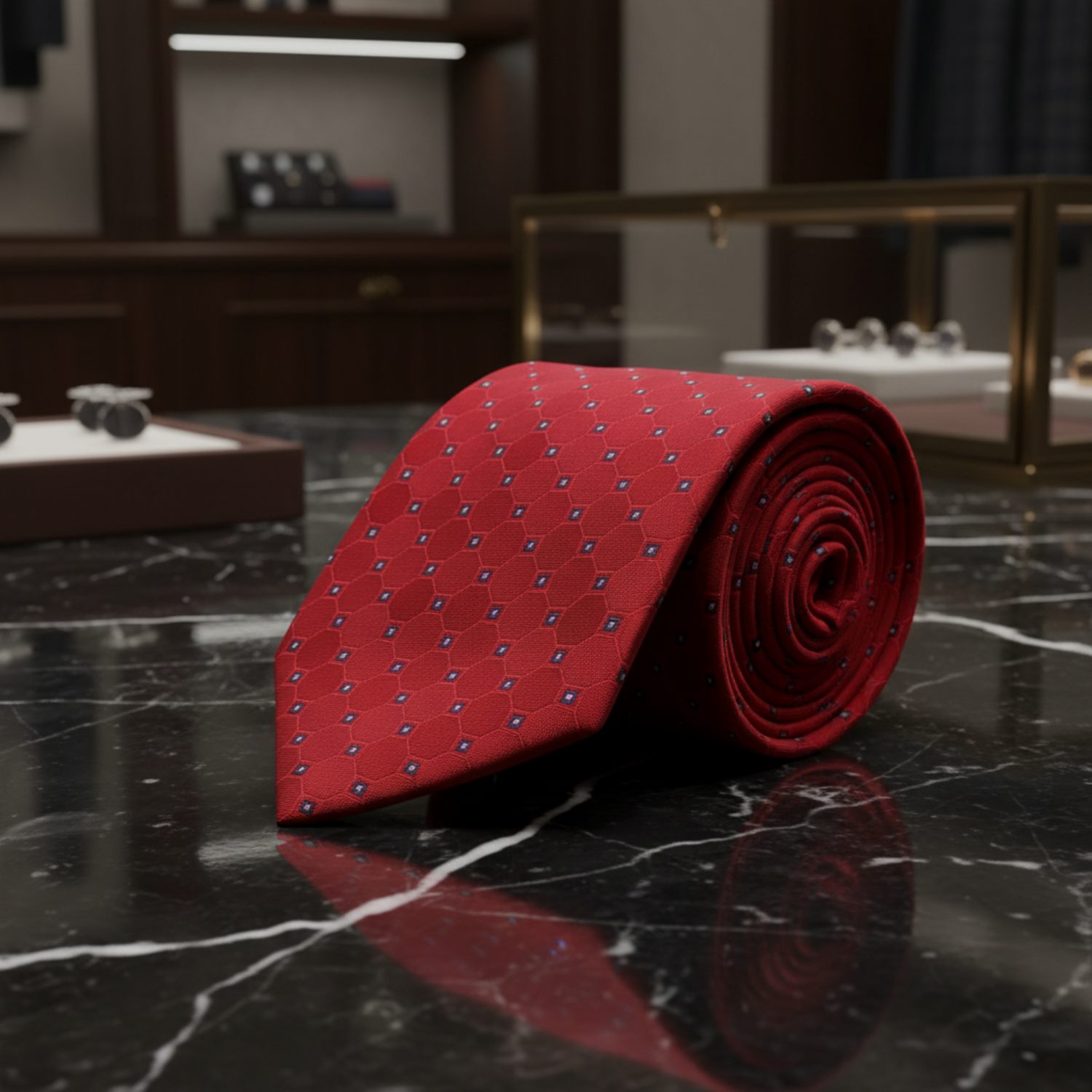 Red Geometric Tie a 